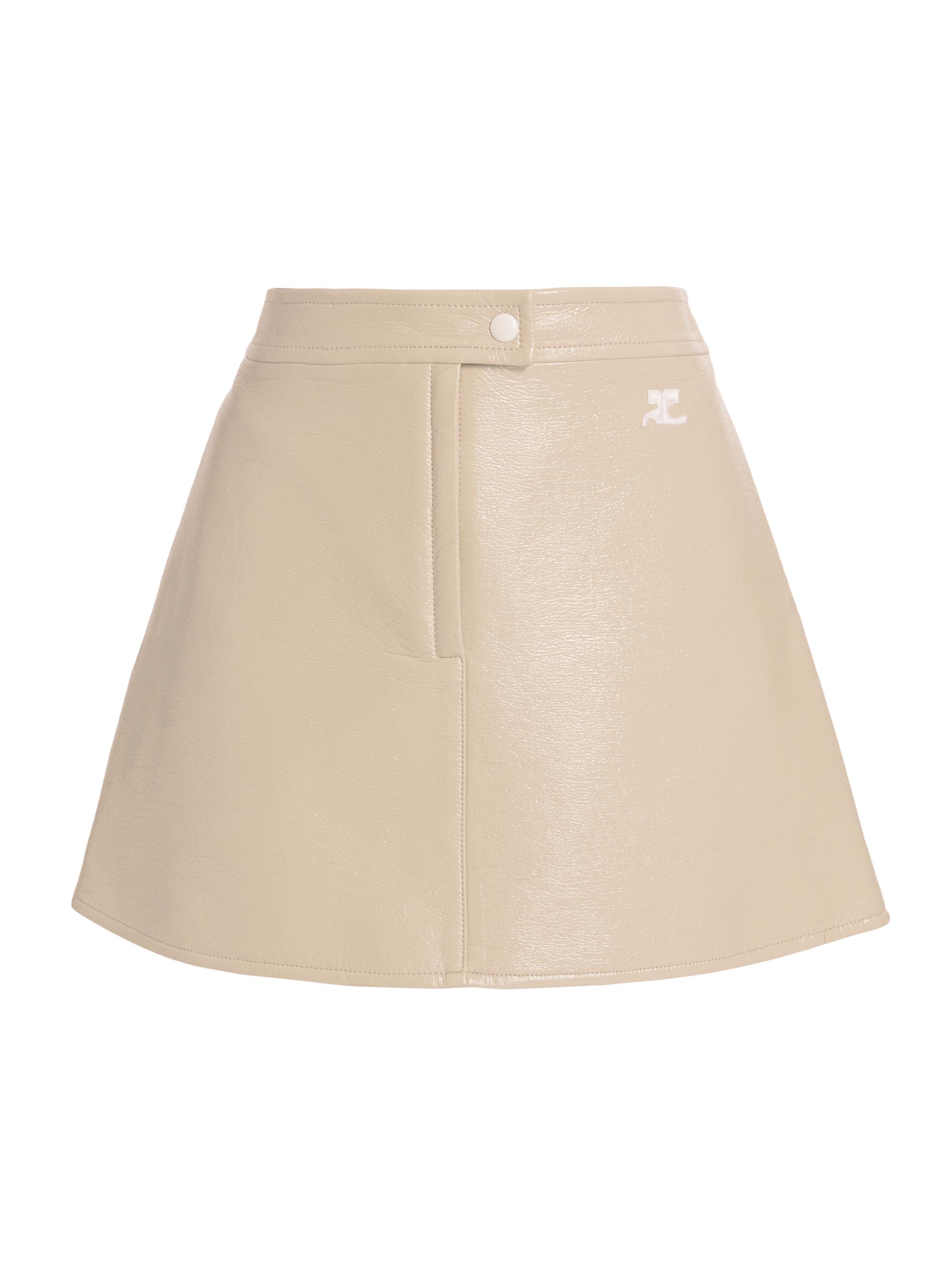 Courreges Women's Reedition Vinyl A-Line Miniskirt - Mastic Grey - Women's Clothing