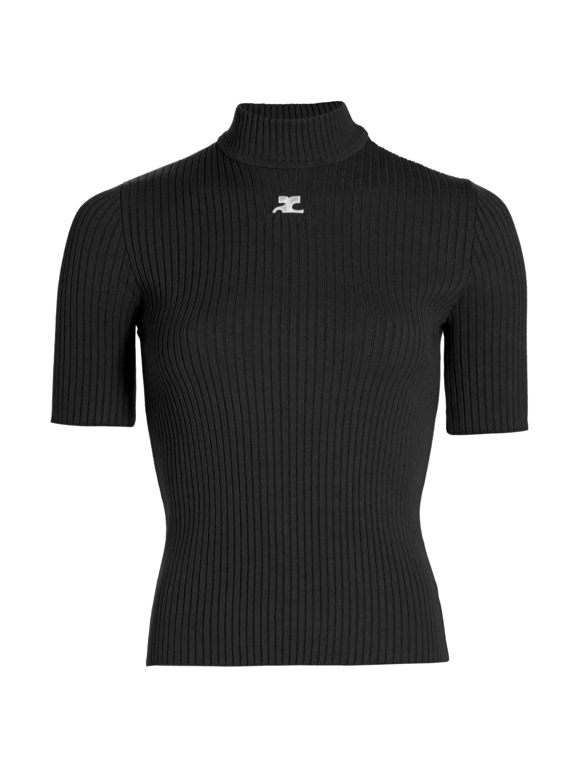 Courreges Women's Reedition Rib-Knit Blouse - Black