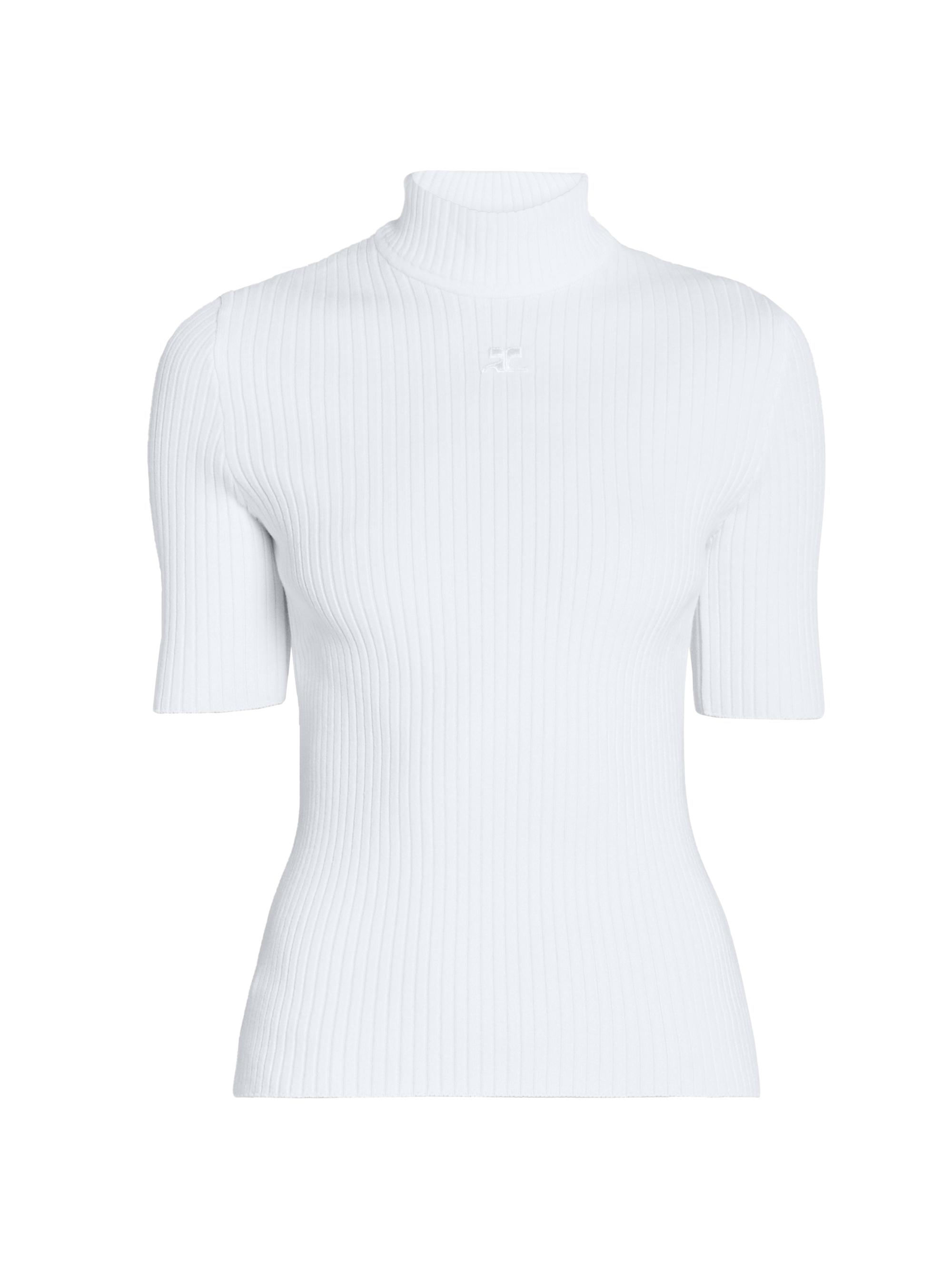 Courreges Women's Reedition Rib-Knit Blouse - Heritage White