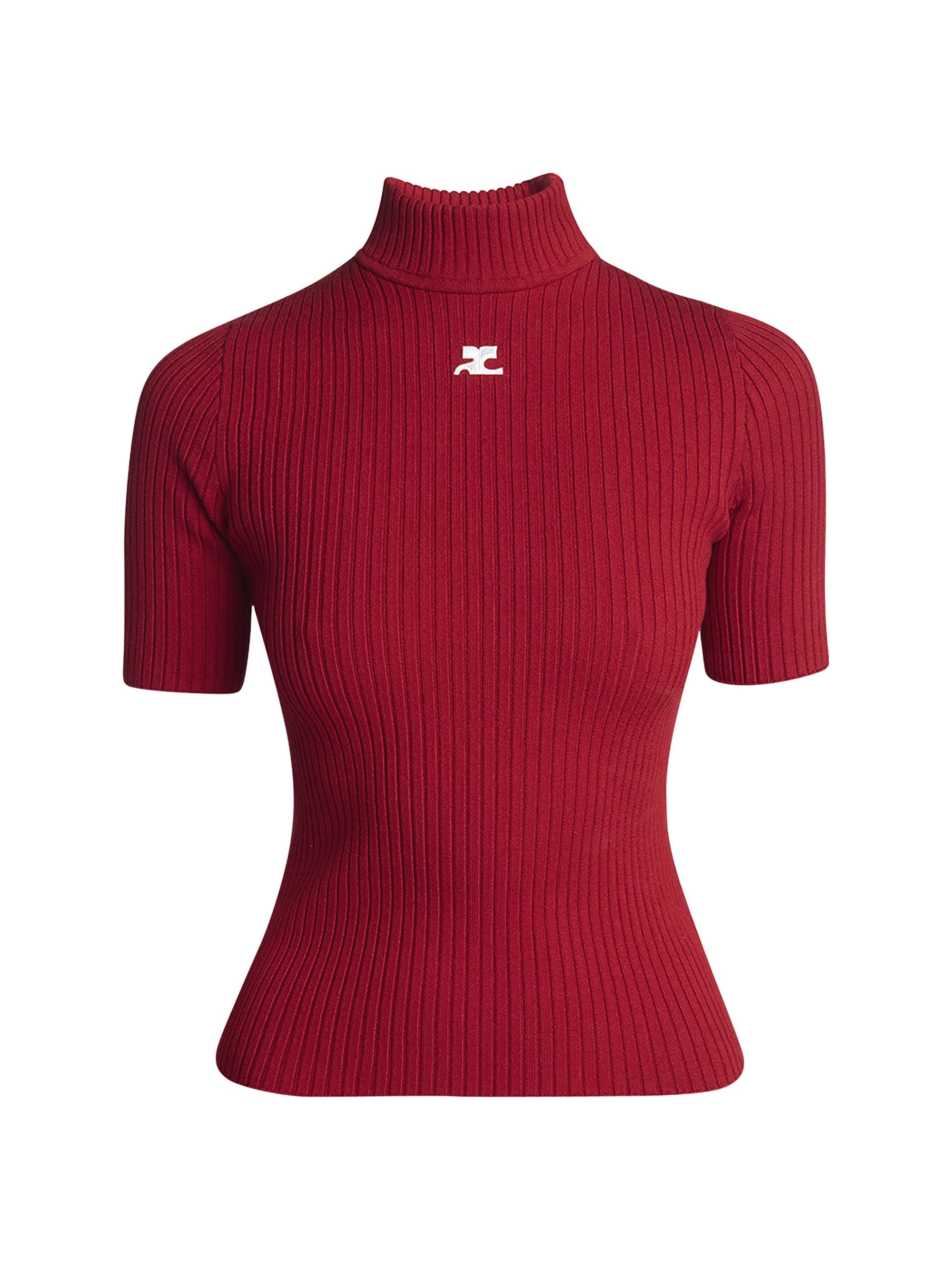 Courreges Women's Reedition Rib-Knit Blouse - Red - Women's Clothing