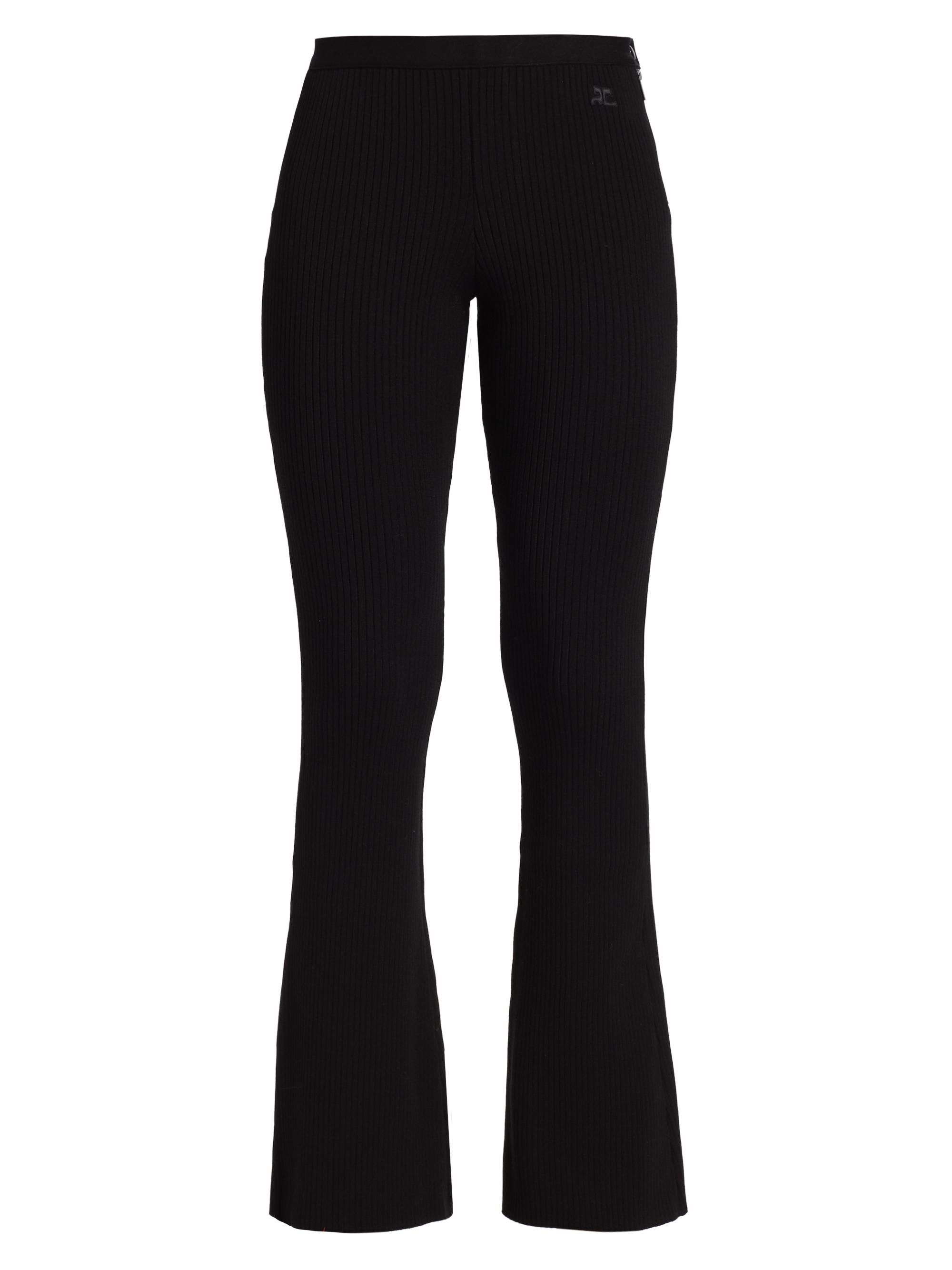 Courrèges Women's Re-Edition Rib-Knit Flared Pants - Black