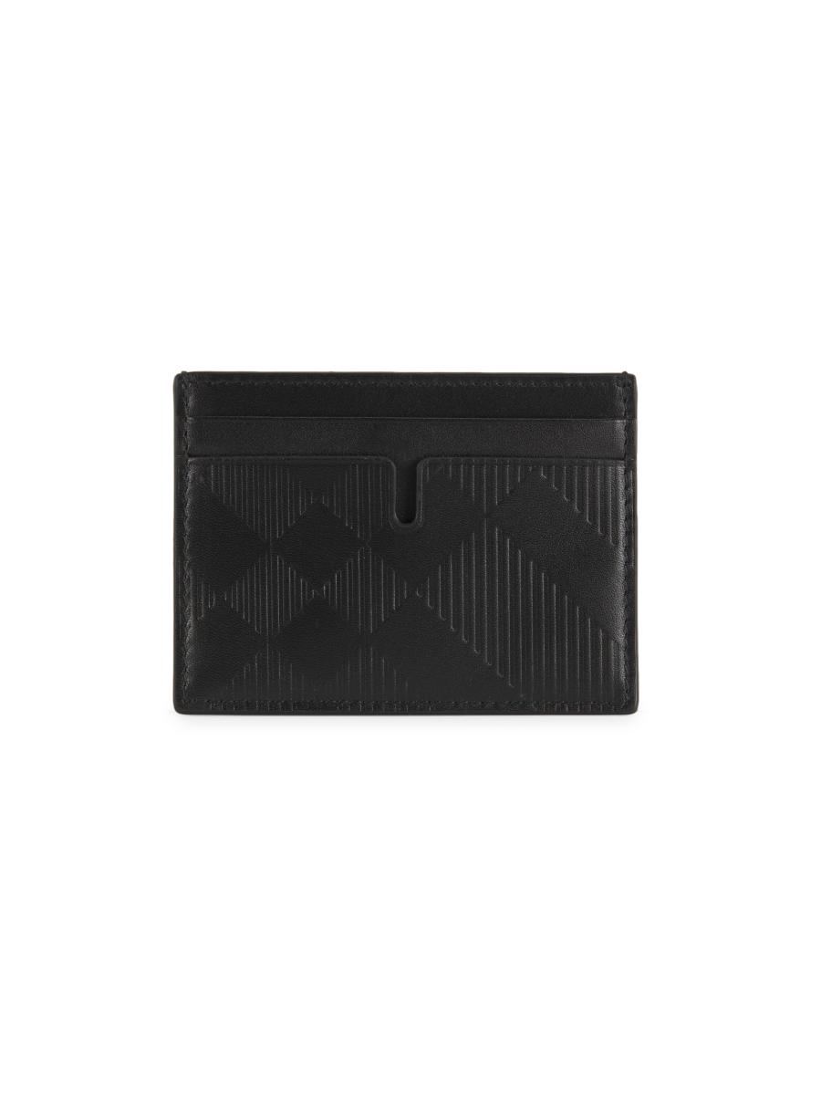 Burberry Sandon Leather Check Card Case | Saks Fifth Avenue