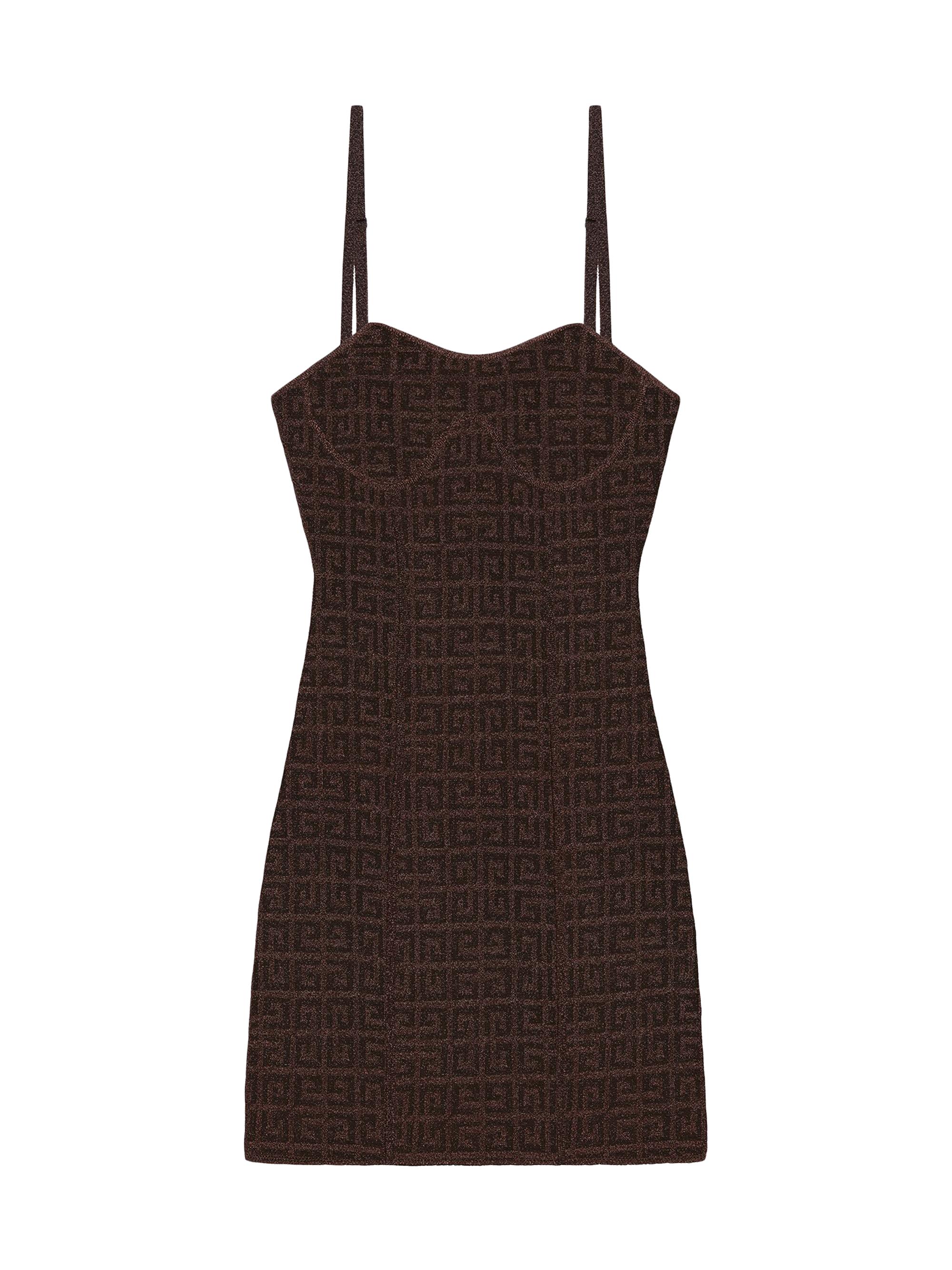Givenchy Women's Straps Dress In 4G Jacquard With Corset Detail - Bronze