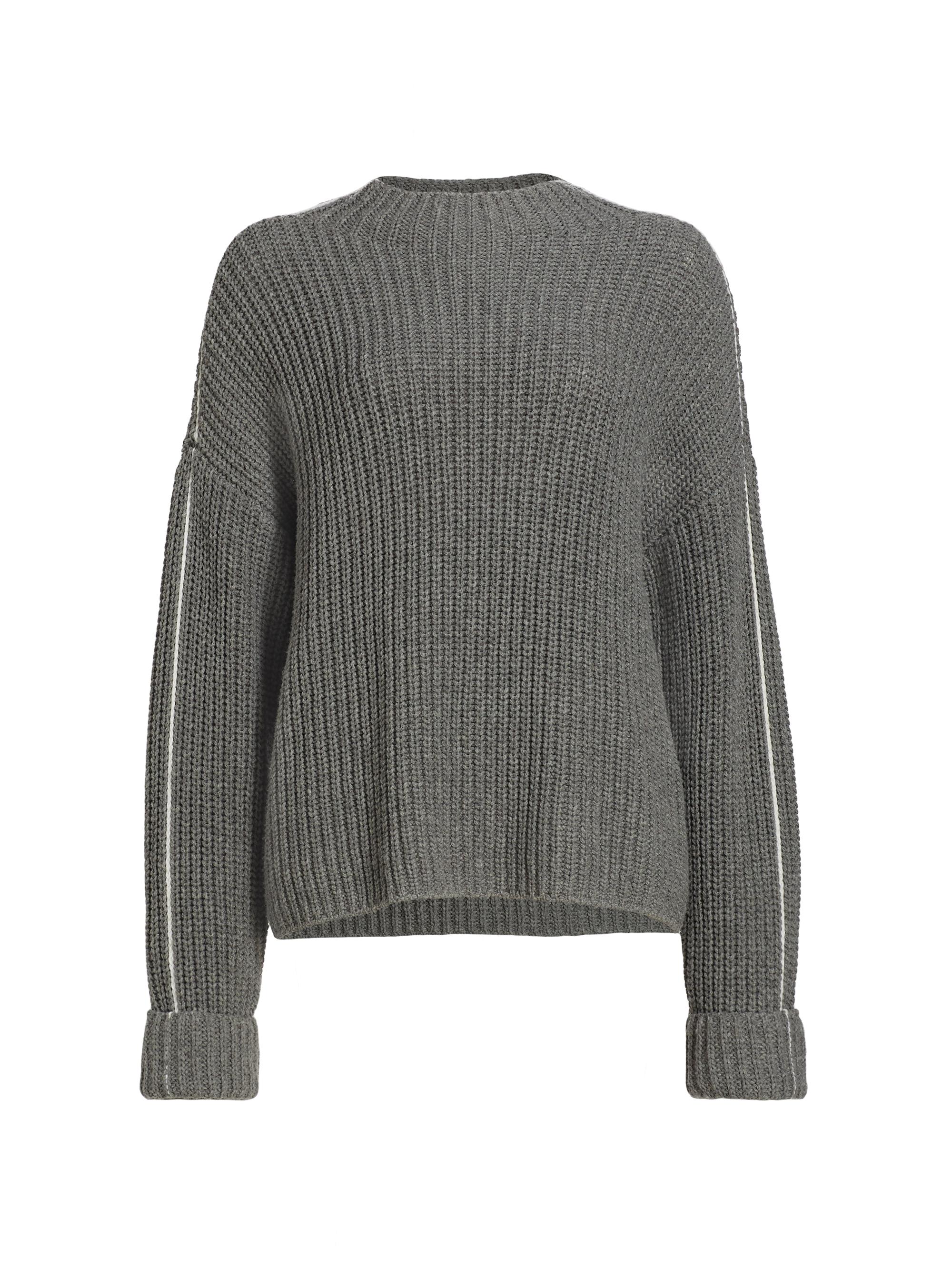 ATM Anthony Thomas Melillo Women's Wool-Blend Shaker-Stitch Sweater - Heather Grey