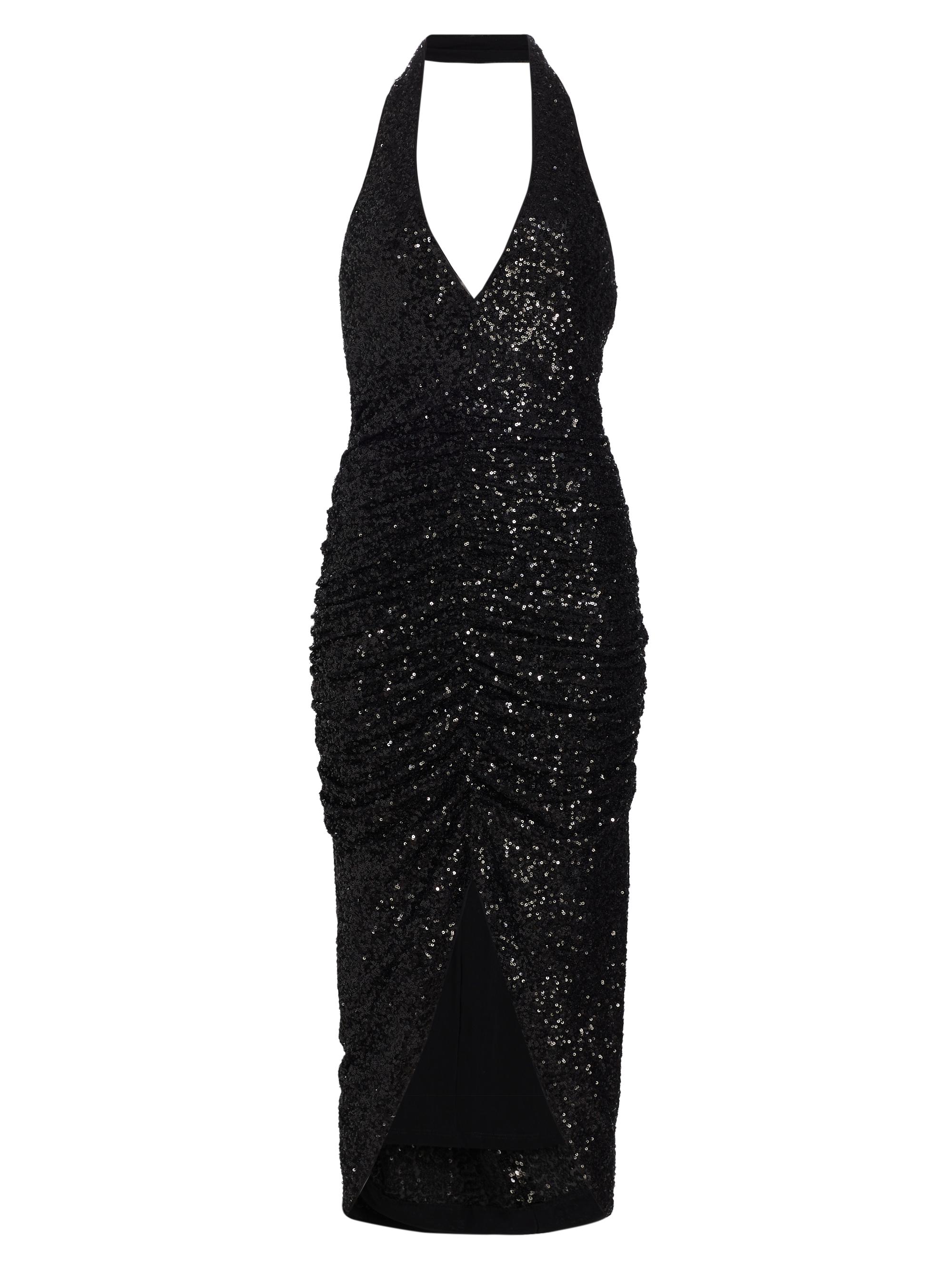 susana monaco Women's Sequin Halter Midi-Dress - Black