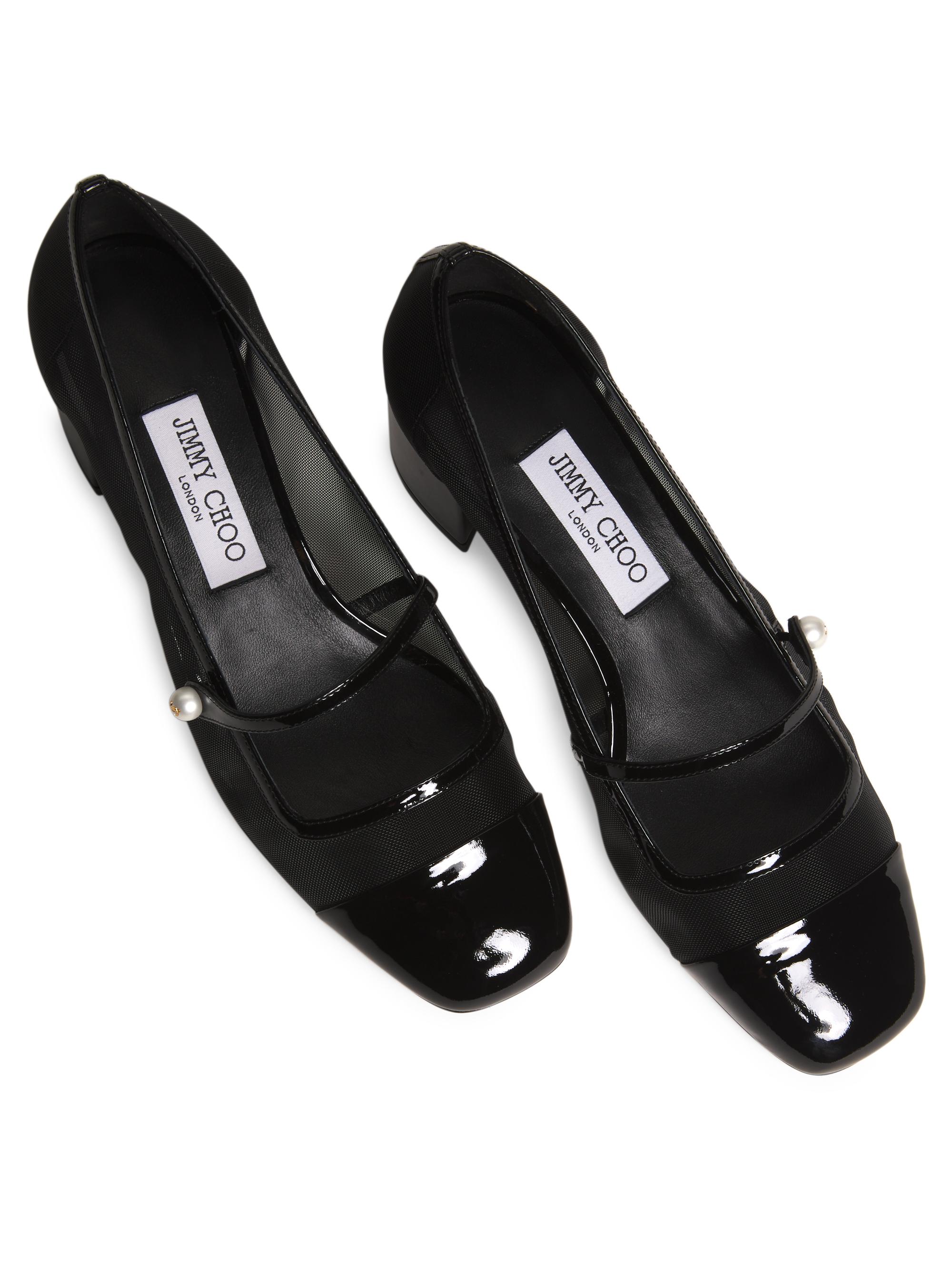 Jimmy Choo Elisa 45MM Mesh & Patent Leather Pumps | Saks Fifth Avenue