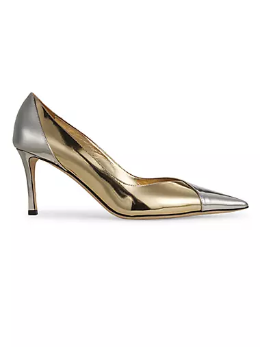 Cass 75MM Colorblocked Metallic Leather Pumps