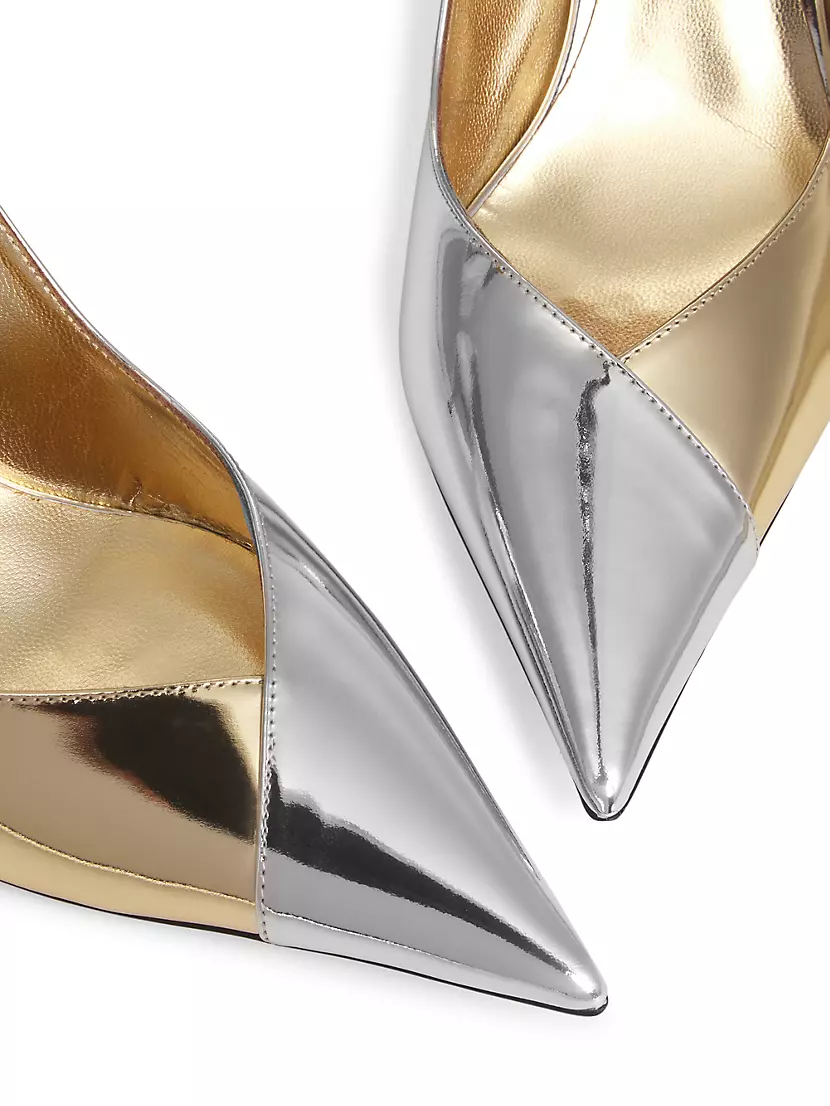 Cass 75MM Colorblocked Metallic Leather Pumps