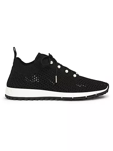 Veles Faux Pearl-Embellished Crocheted Sneakers