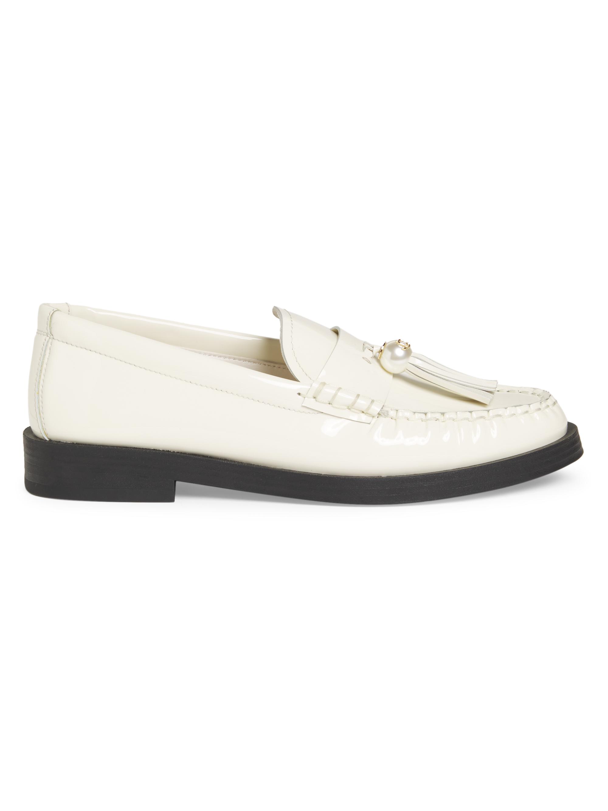 Jimmy Choo Addie Faux Pearl-Embellished Patent Leather Loafers