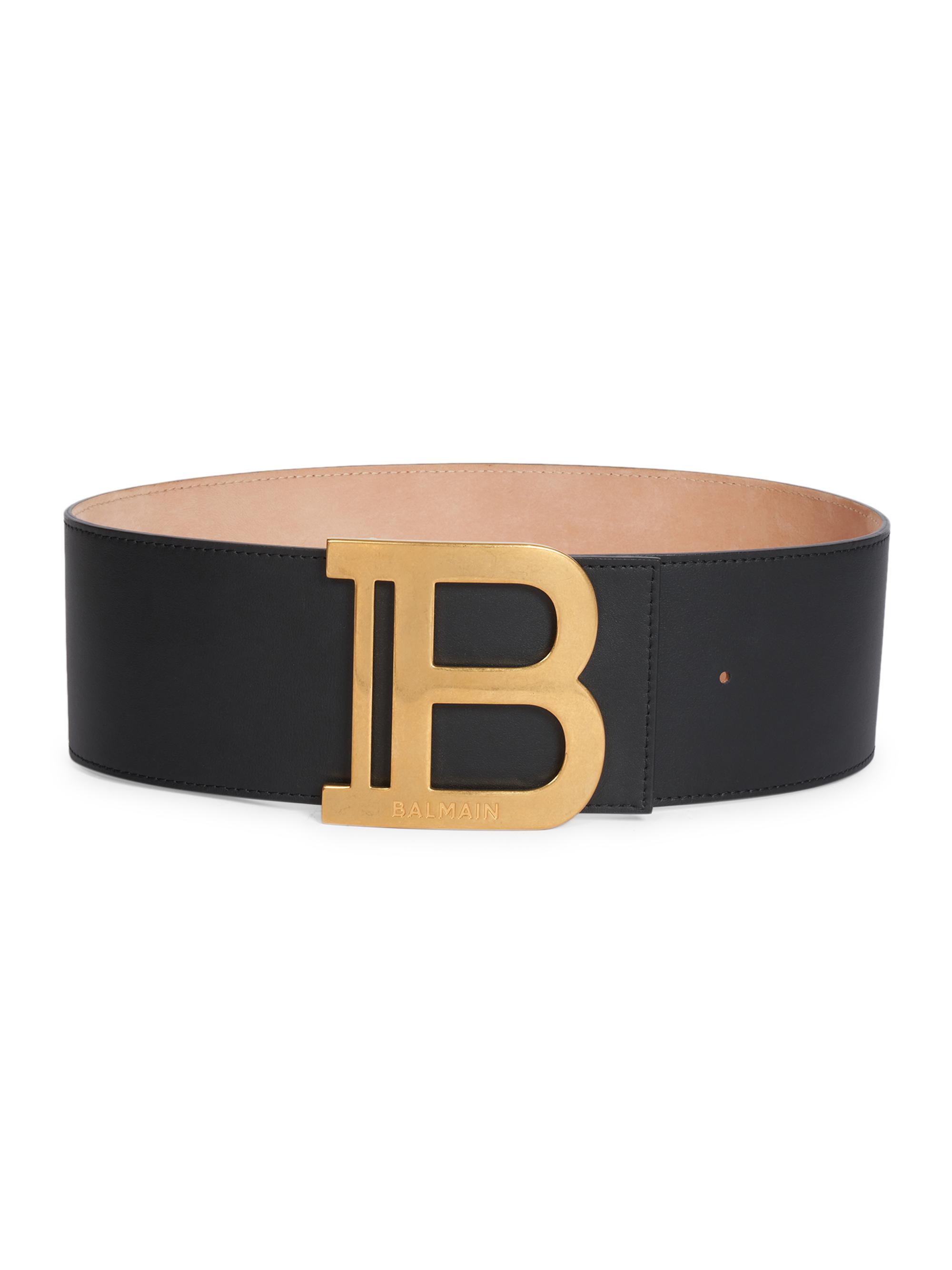 Balmain Women's B-Buckle Wide Leather Belt - Noir