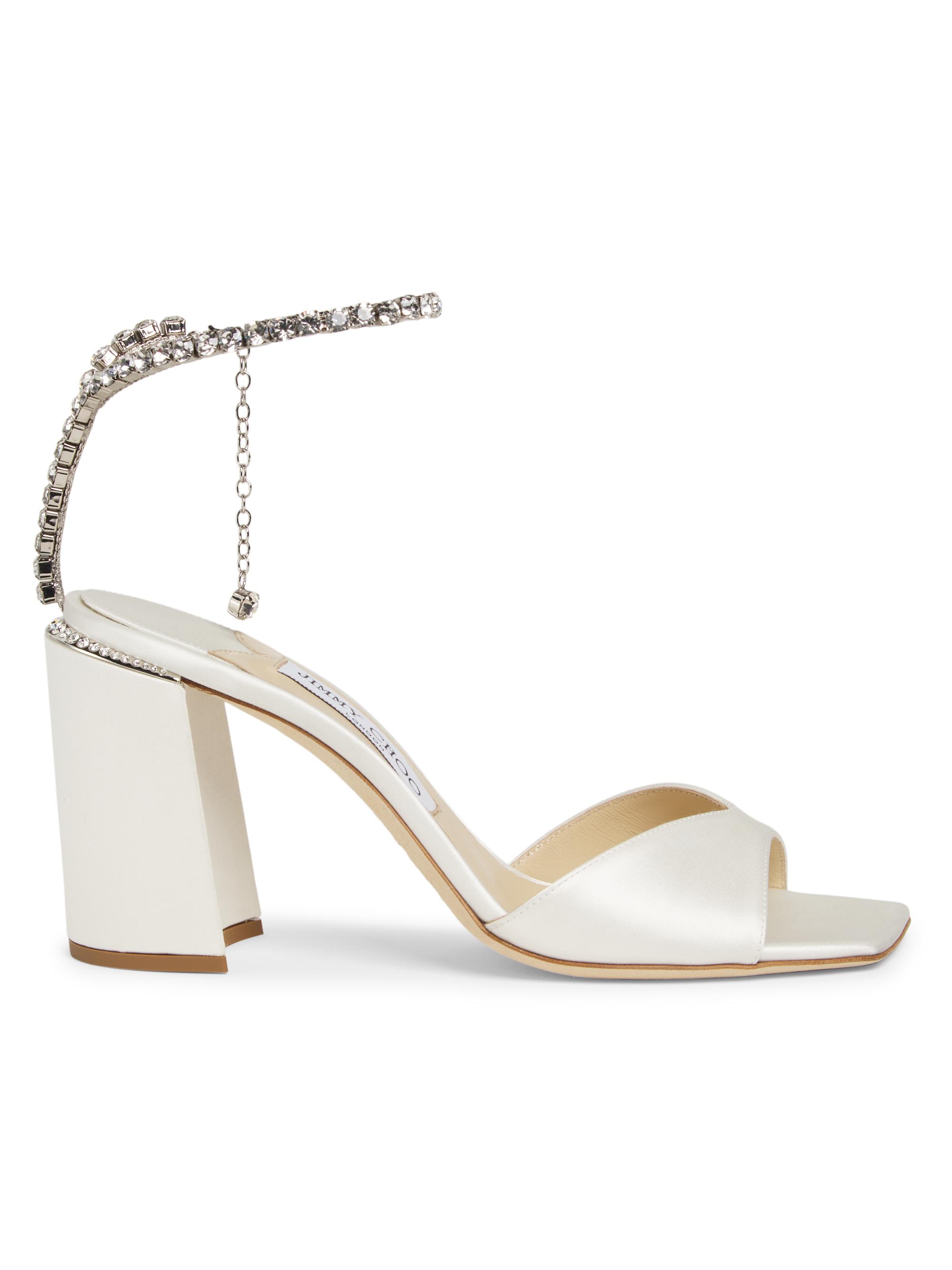 Jimmy Choo Women's Saeda 85MM Crystal-Embellished Satin Sandals -  Crystal