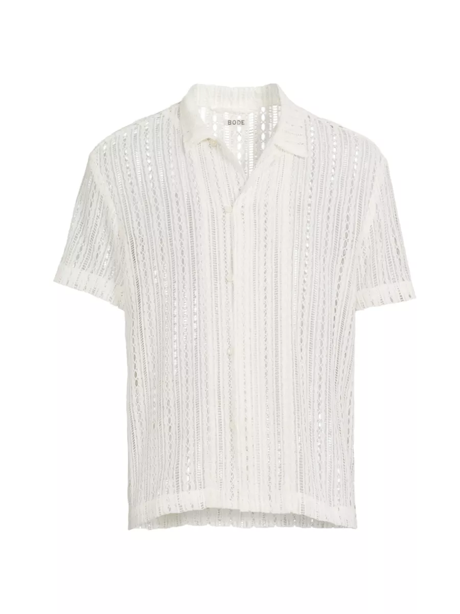 Shop Bode The Crane Estate Meandering Lace Short-Sleeve