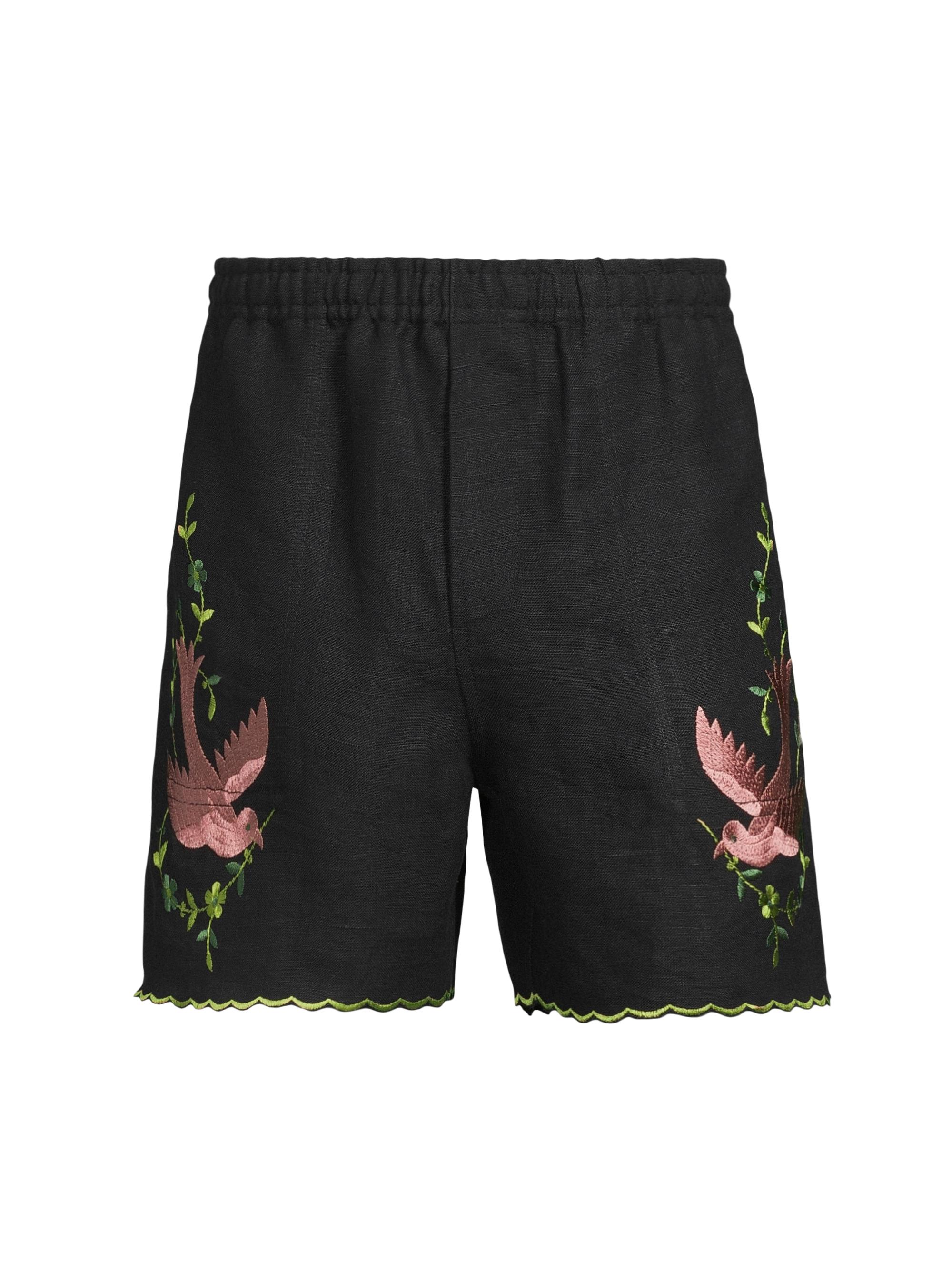 Bode Men's The Crane Estate Rosefinch Linen Shorts - Black