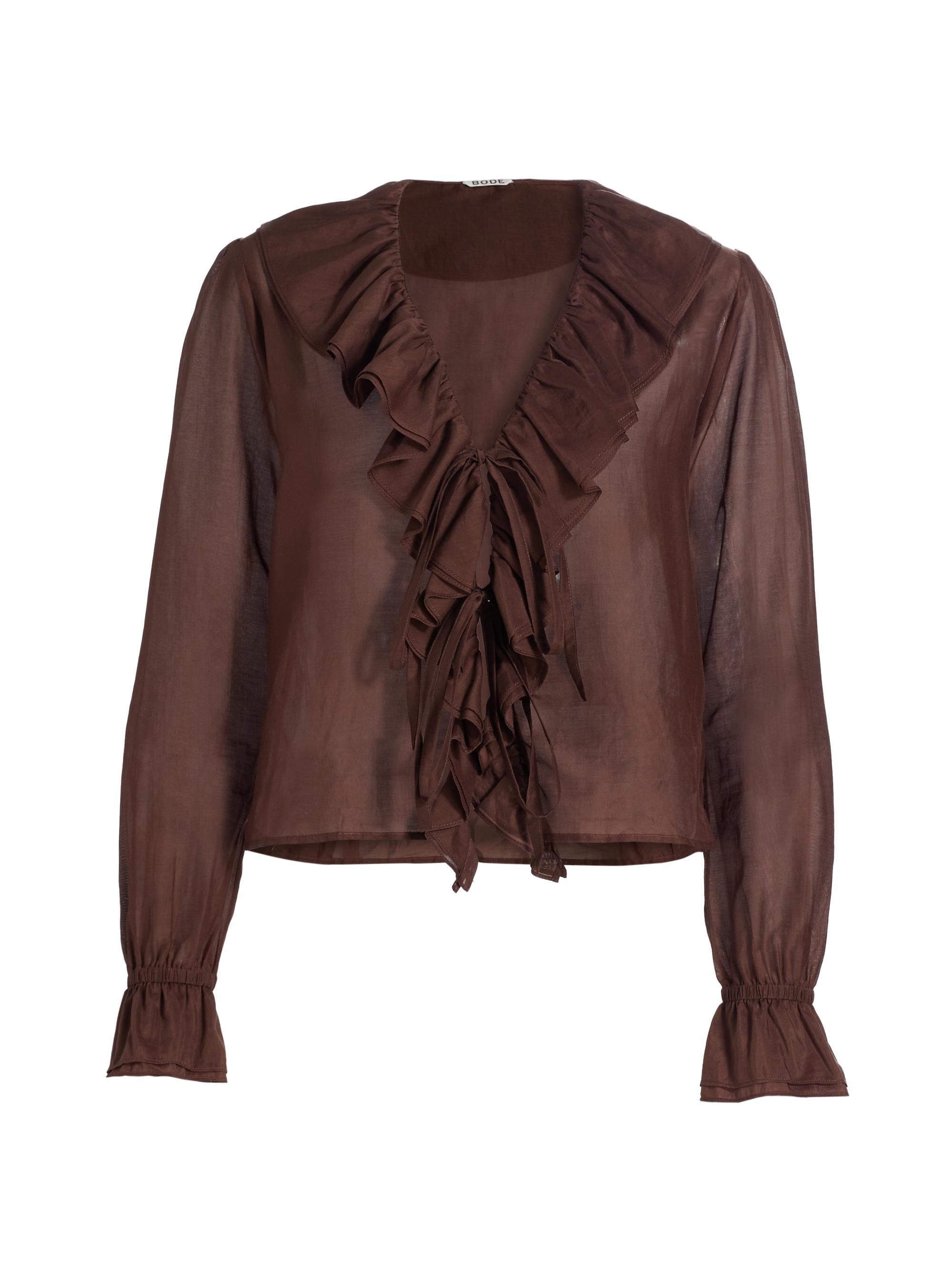 Bode Women's Heartwood Flounce Blouse - Brown