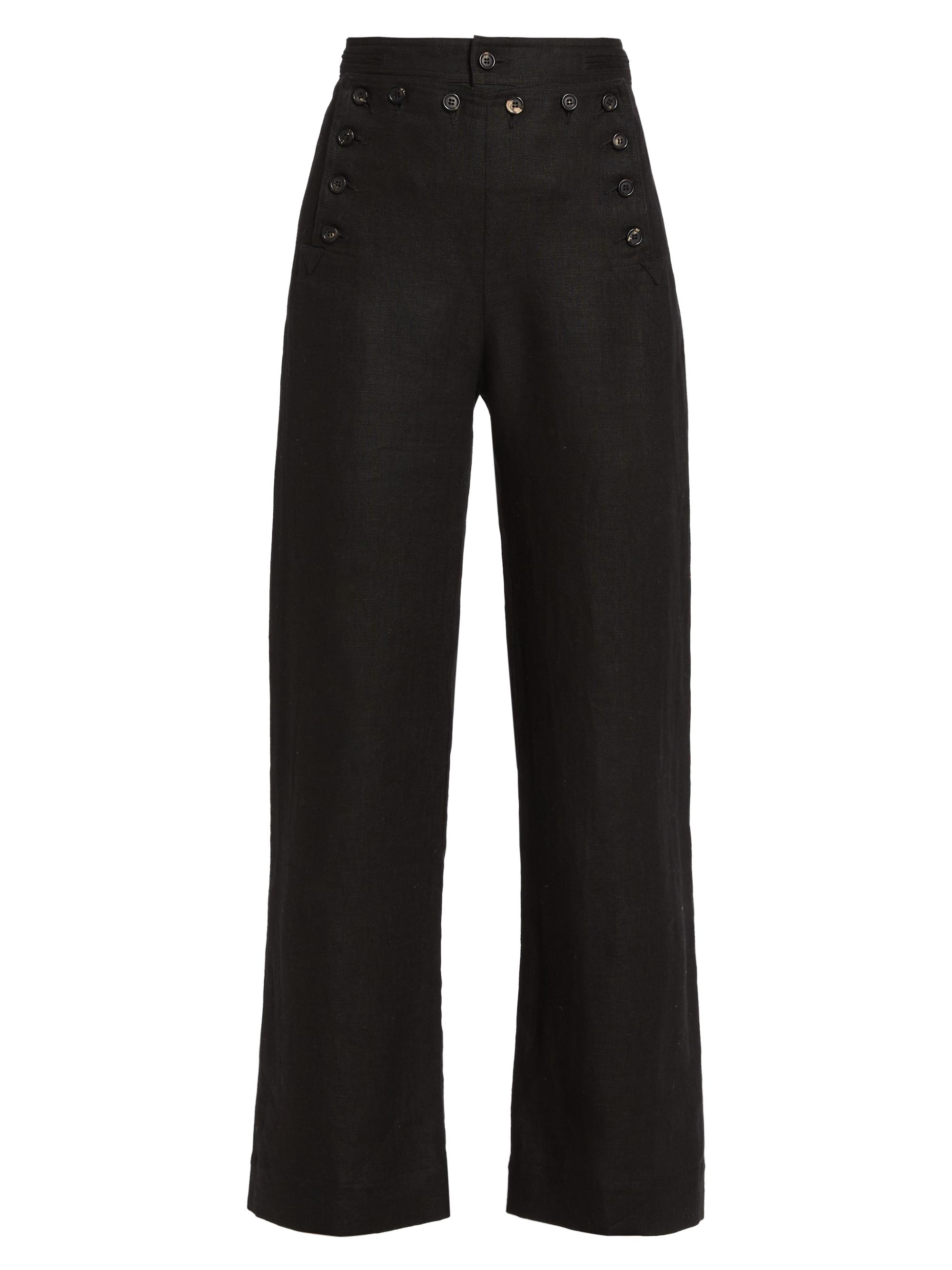 Bode Women's Linen Sailor Trousers - Black