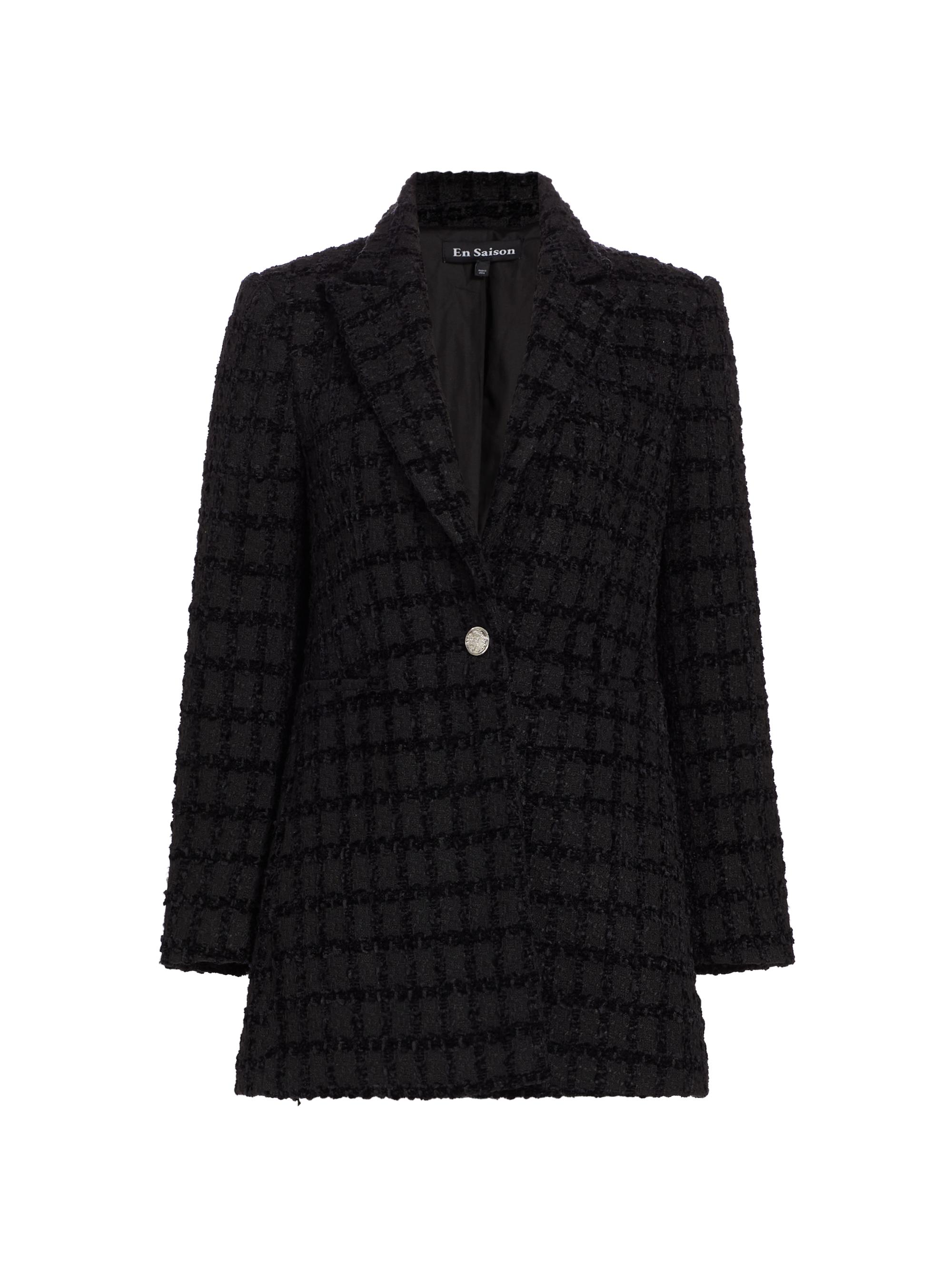 En Saison Women's Melbrooke Tweed Single-Breasted Blazer - Black