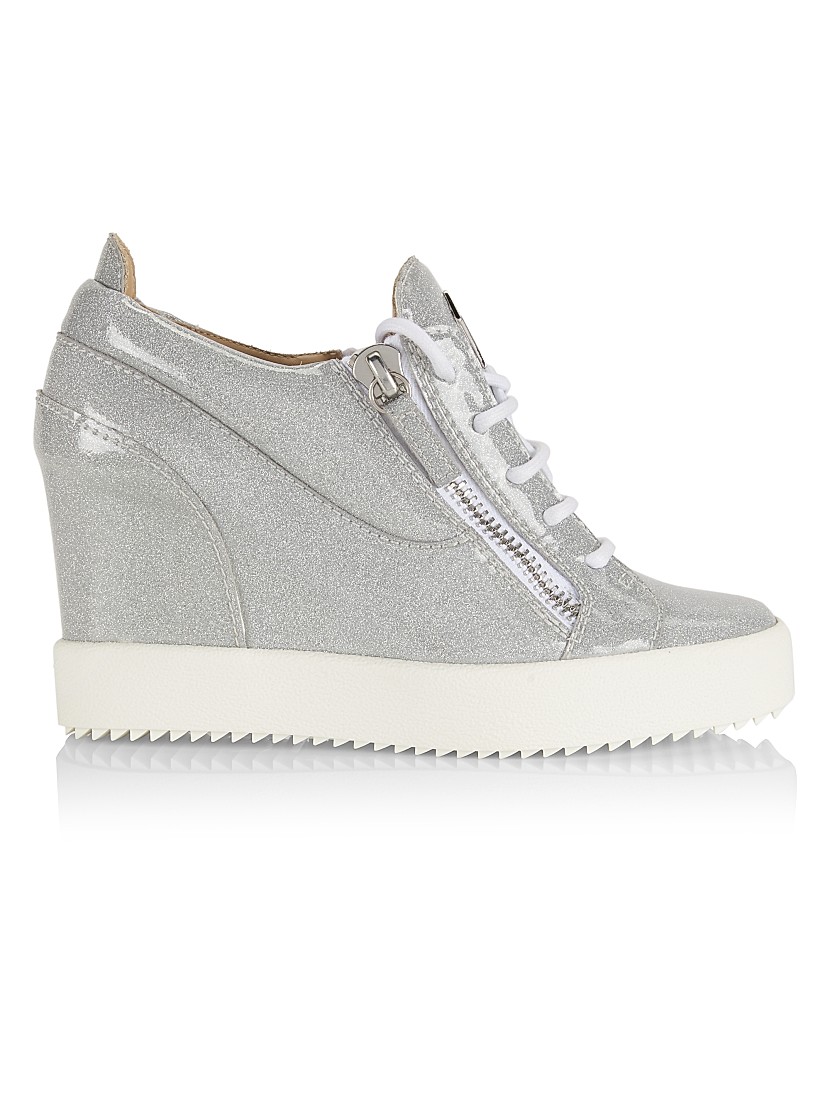 Shop Giuseppe Zanotti 75MM Glitter Patent Leather Wedge Shop Giuseppe Zanotti 75MM Glitter Patent Leather Wedge