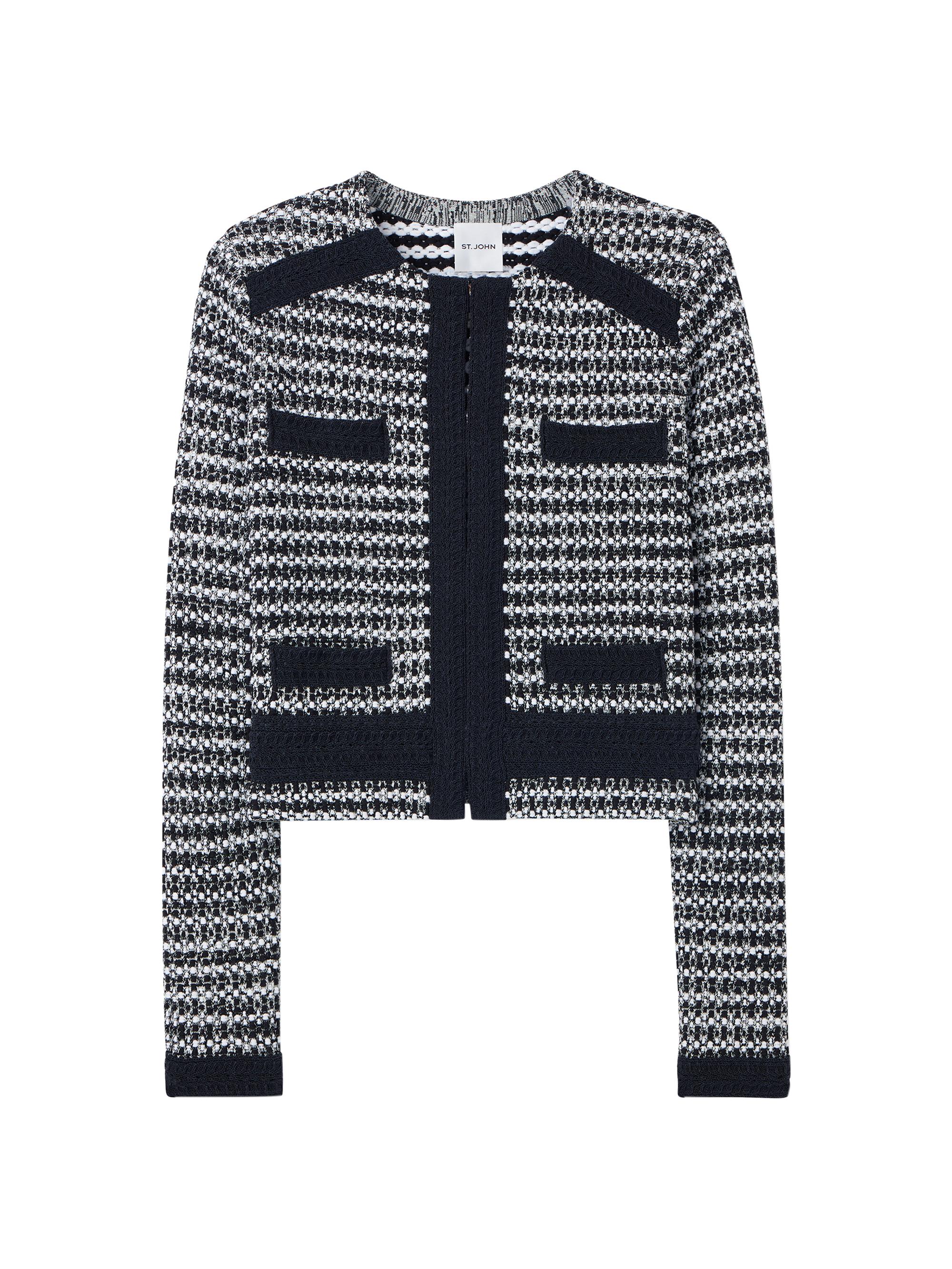 St. John Women's Crop Knit Jacket - Black  Multi