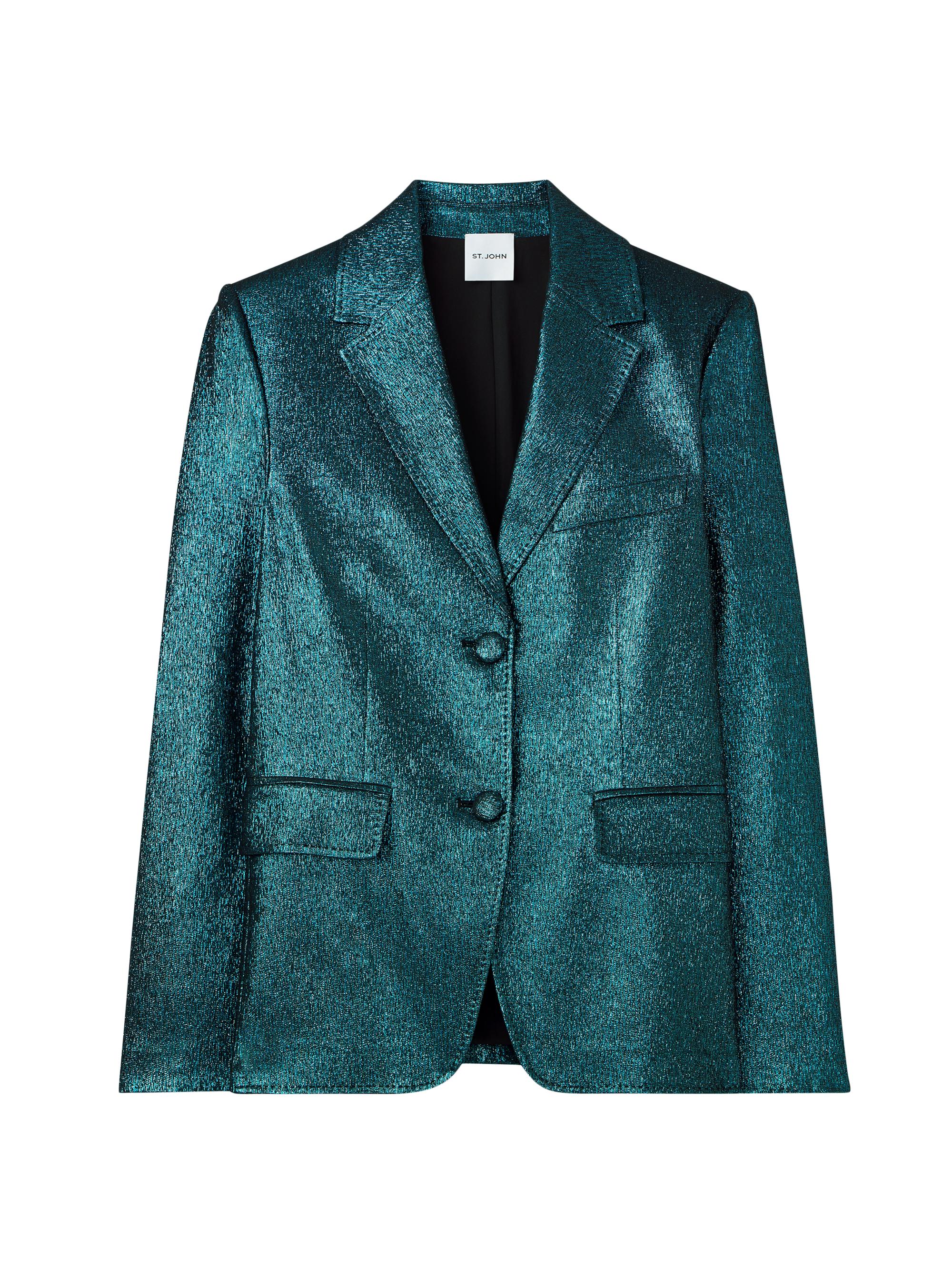 St. John Women's Evening Metallic Blazer - Dark Teal Multi