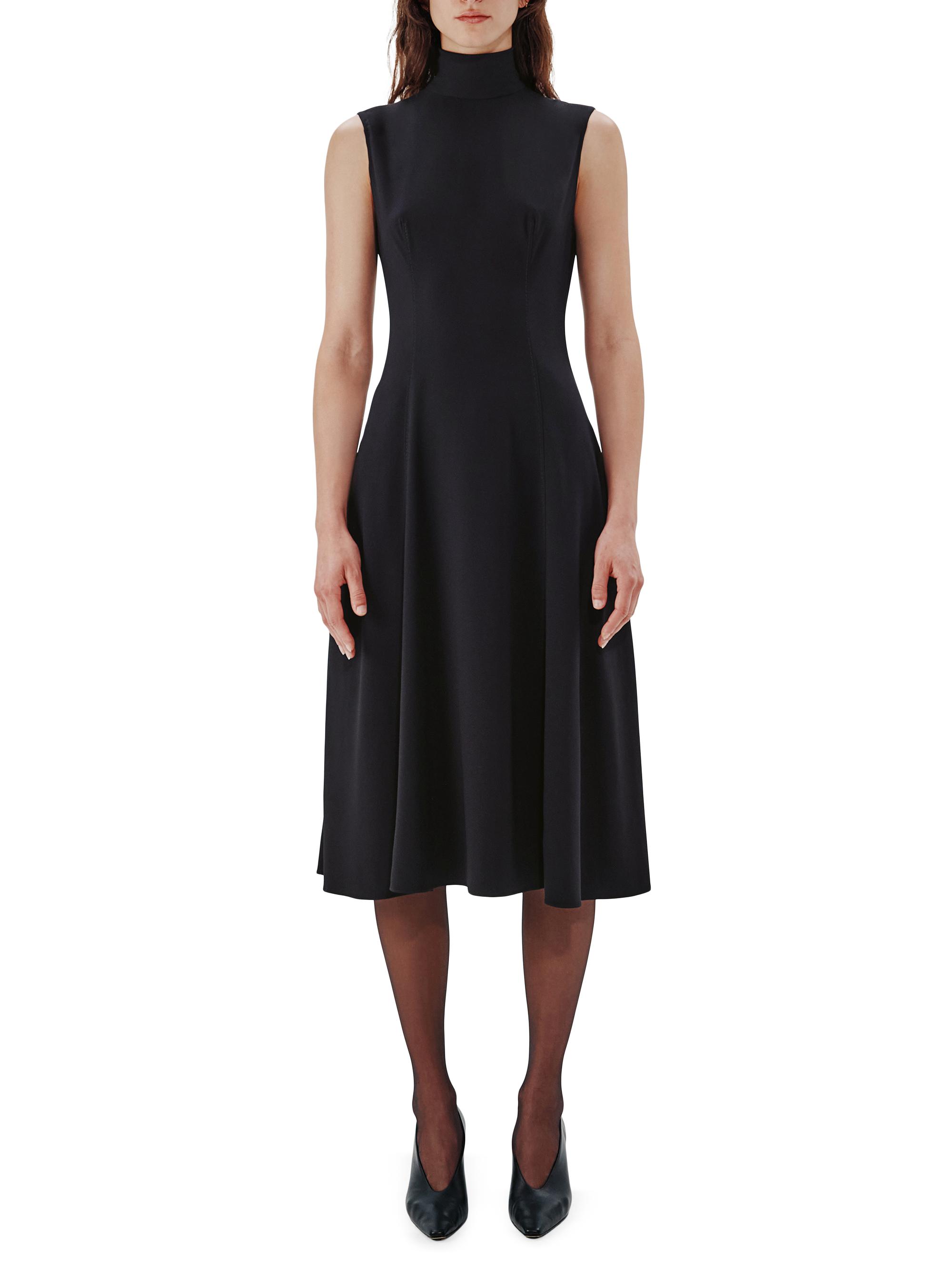 Another Tomorrow Women's Turtleneck Flare Midi-Dress - Black
