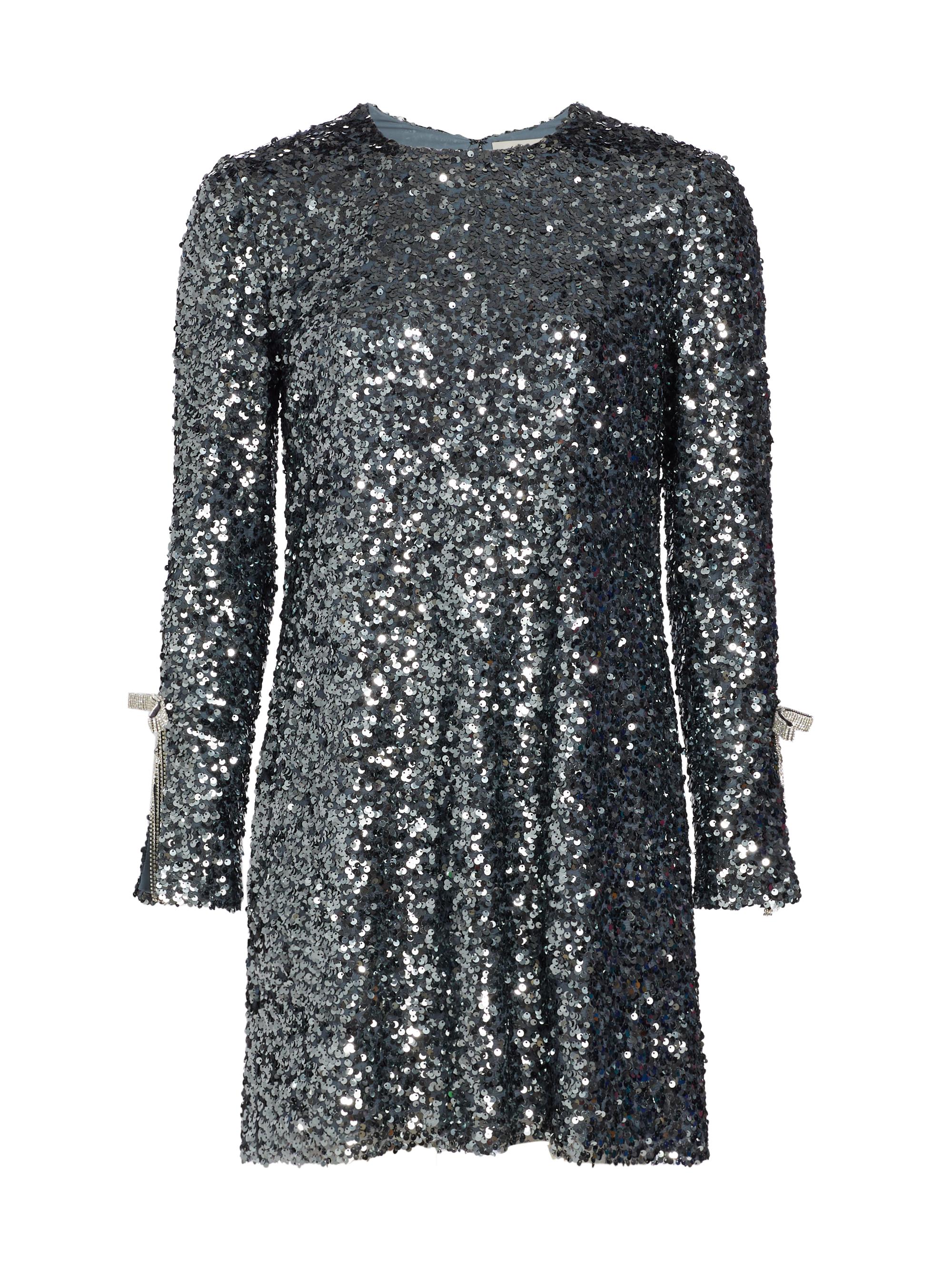 Sachin & Babi Women's Lily Sequined Long-Sleeve A-Line Minidress - Gunmetal