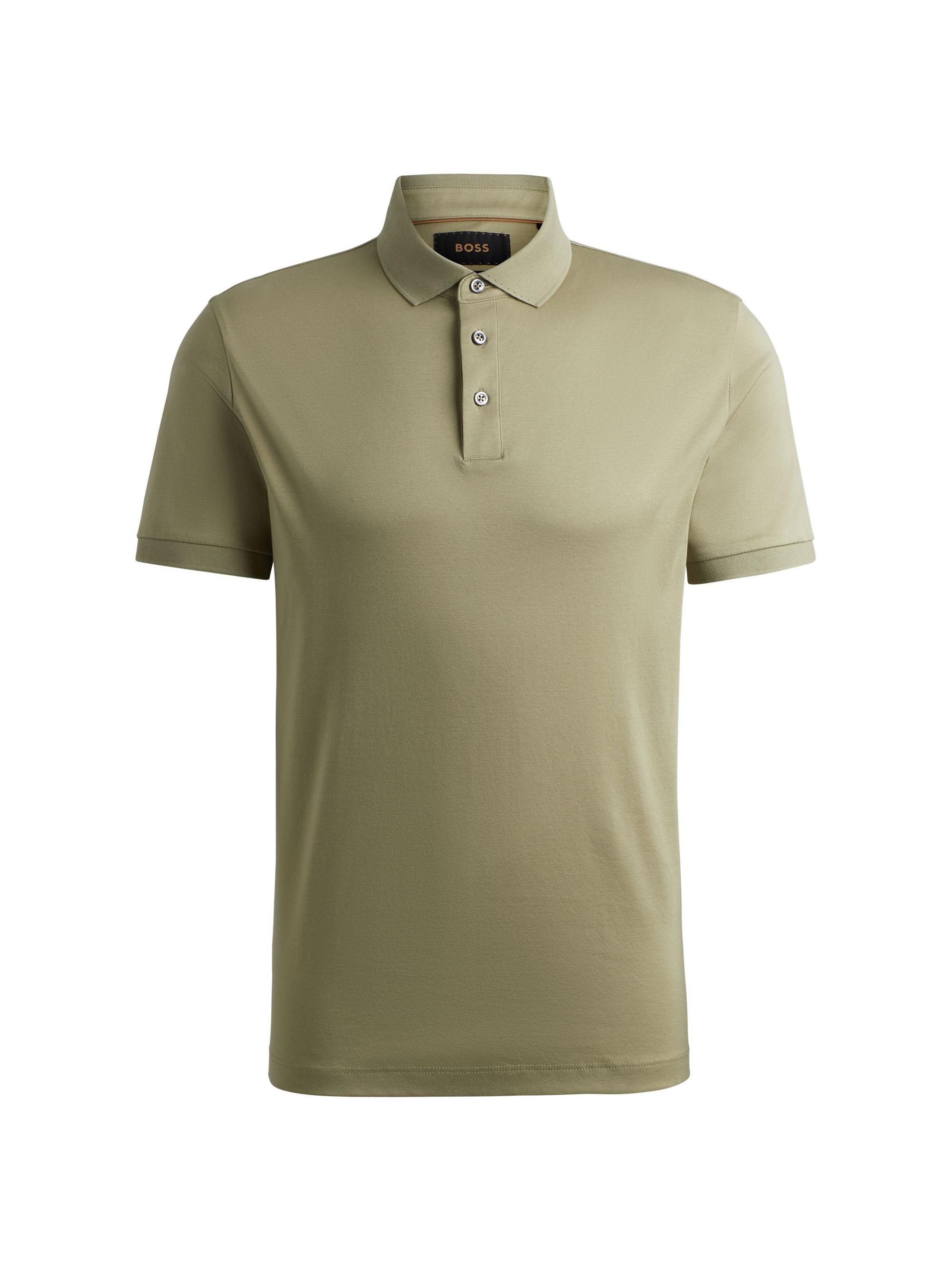 BOSS Men's Regular Fit Polo Shirt in Mercerized Italian Cotton - Olive Green