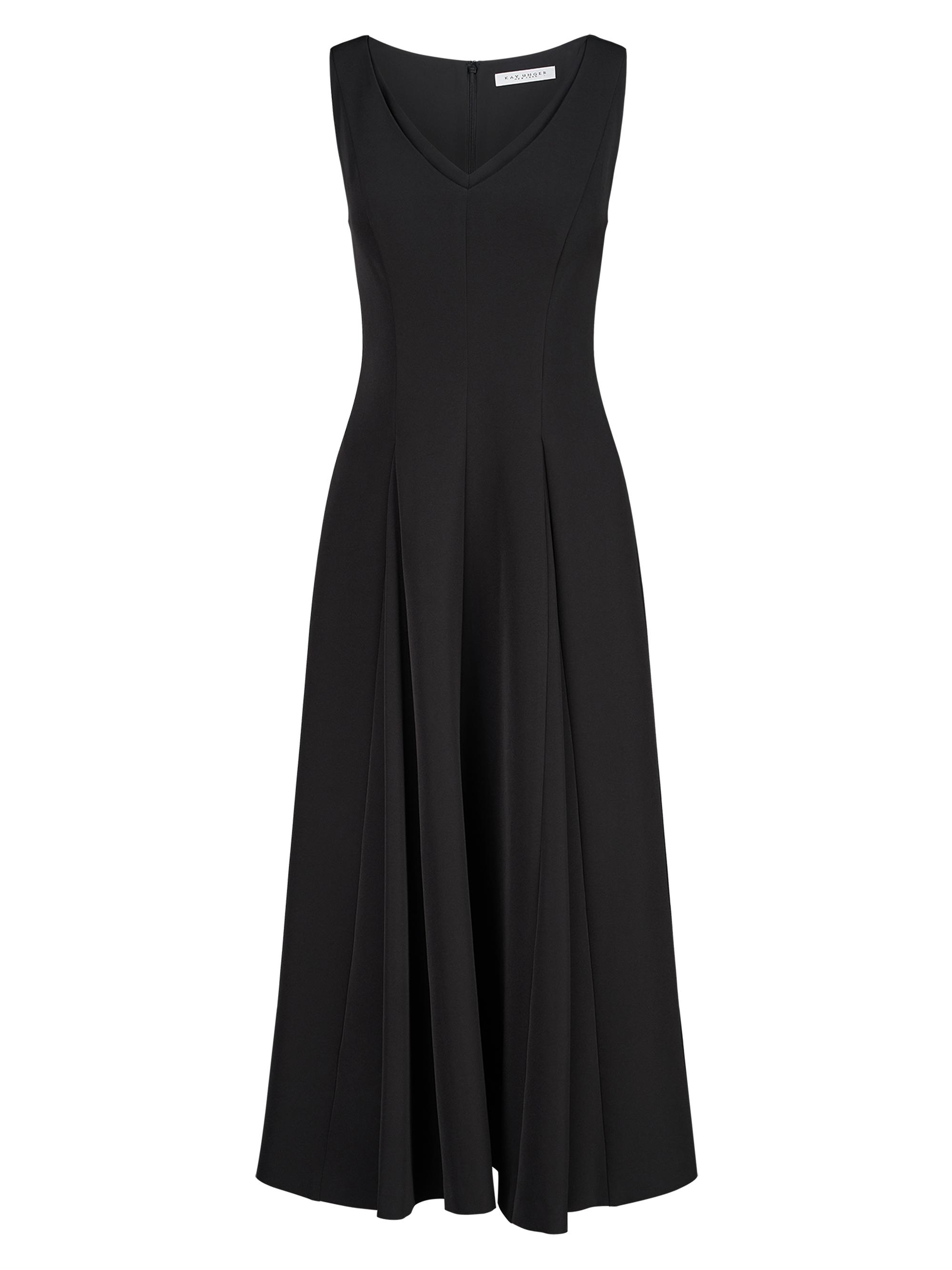 Kay Unger Women's Wanda Pleated Crepe Midi-Dress - Black