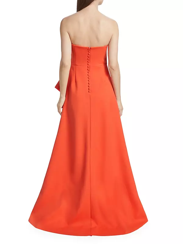 Mikael - BERYL - Cocktail long satin strapless dress with belt