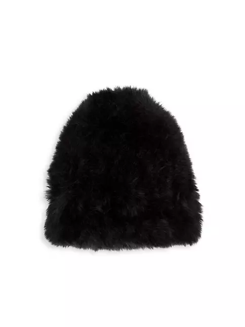 Rabbit Fur Cuff Hat with Suede Crown