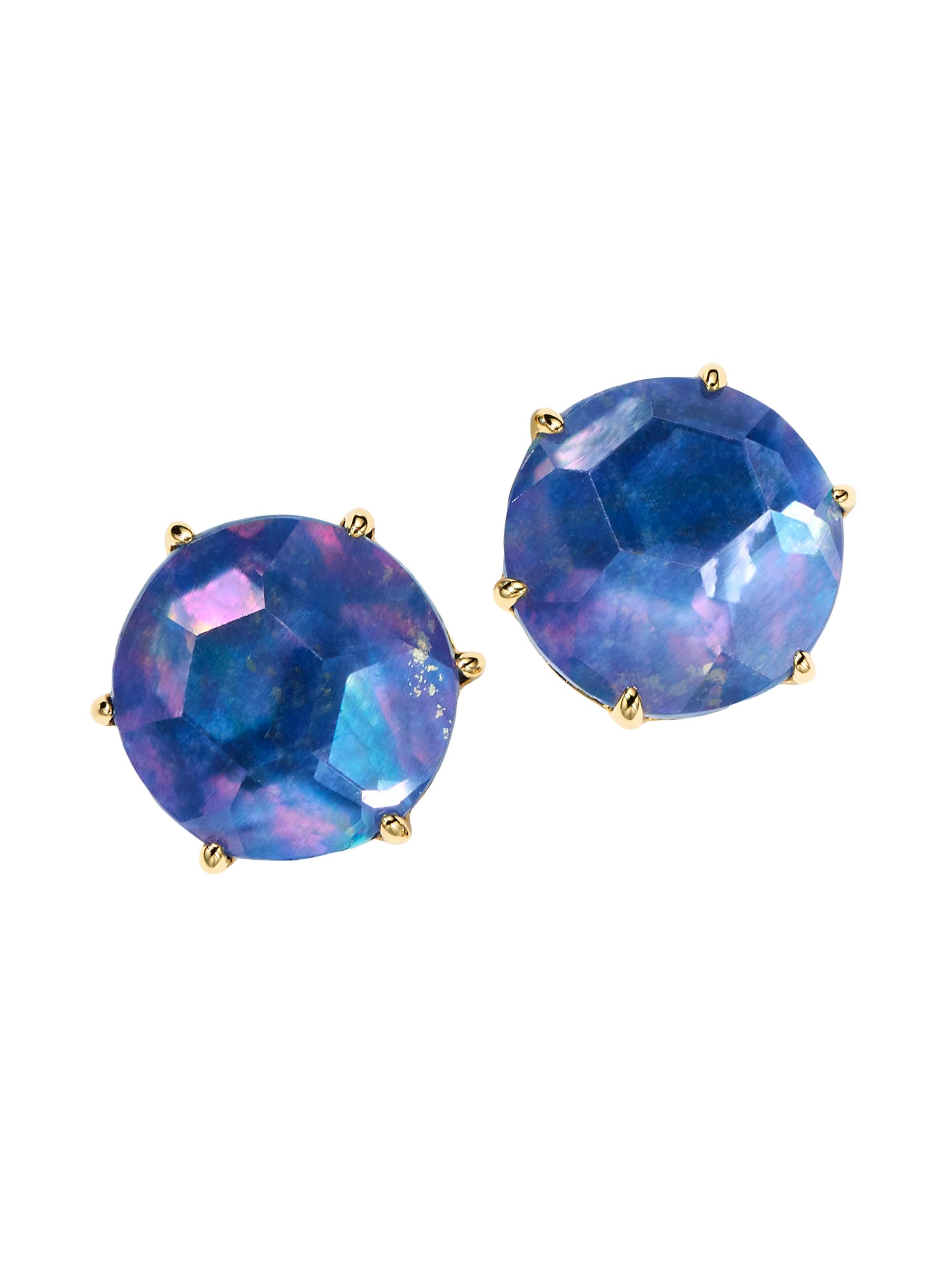Ippolita Women's Rock Candy 18K Gold & Rock Crystal, Mother-Of-Pearl & Lapis  Round Stud Earrings - Alpine