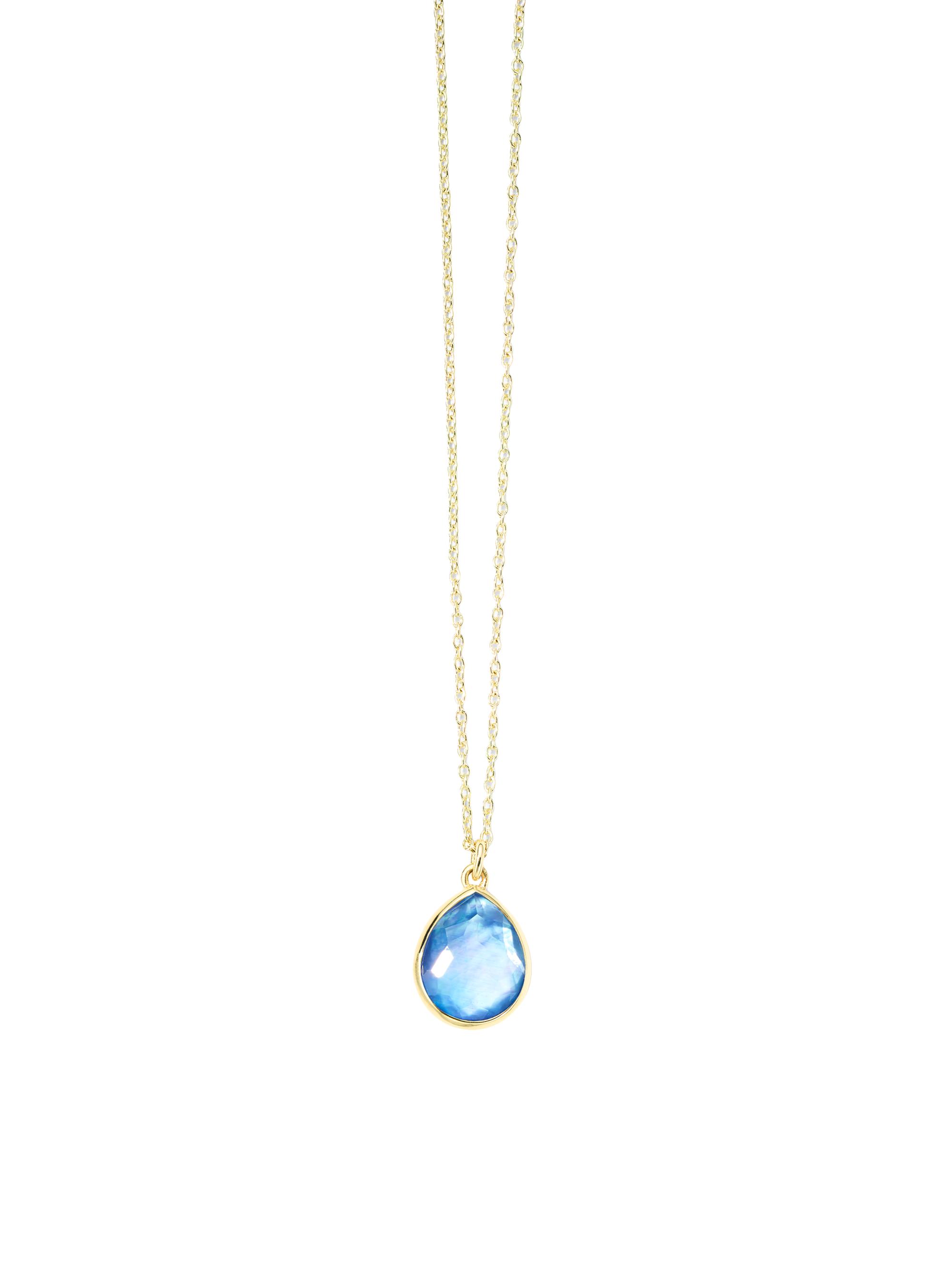 Ippolita Women's Rock Candy 18K Gold & Rock Crystal, Mother-Of-Pearl & Lapis Triplet Mini Teardrop Pendant Necklace - Alpine