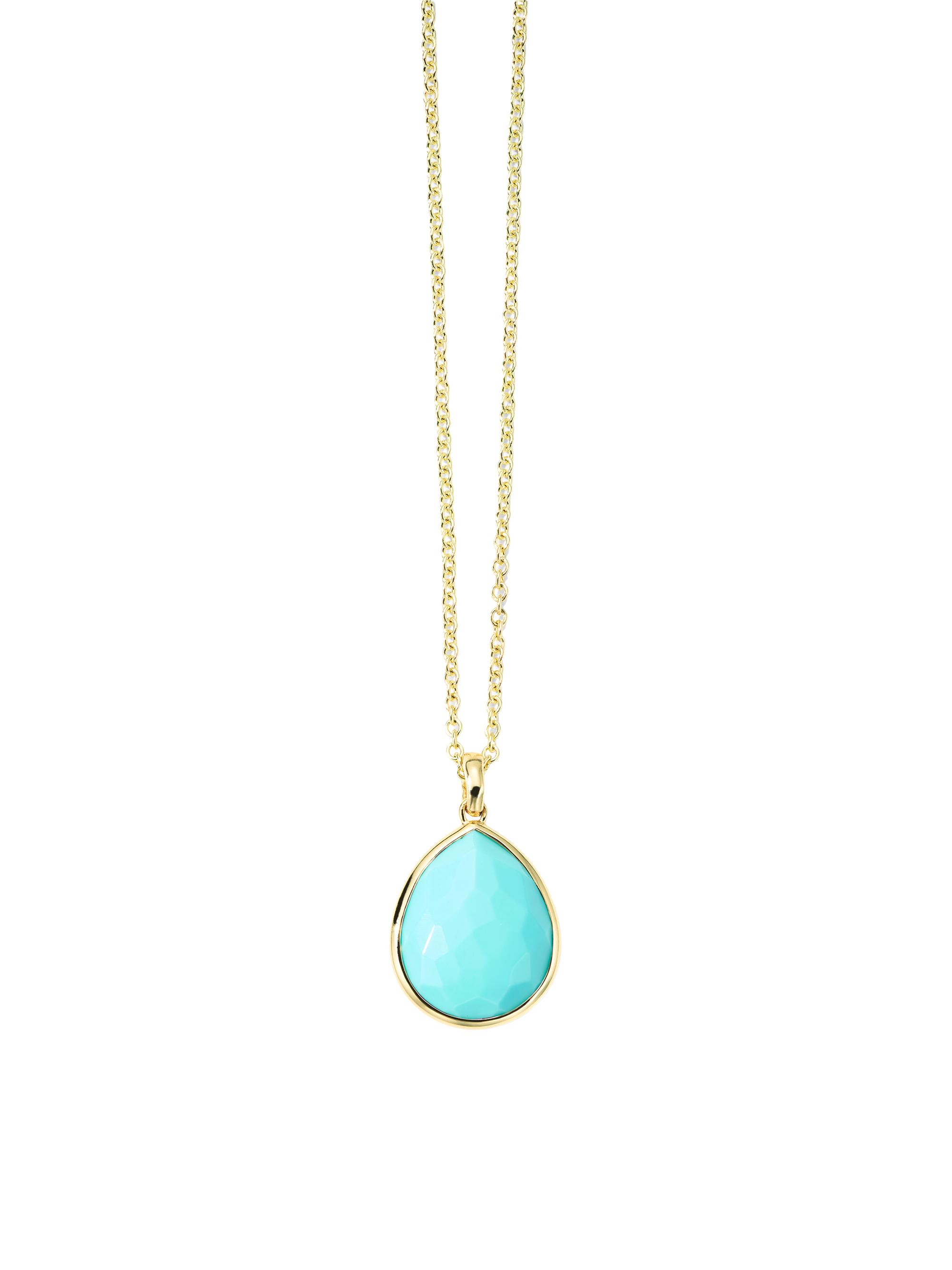 Ippolita Women's Rock Candy 18K Yellow Gold & Turquoise  Teardrop Pendant Necklace - Alpine