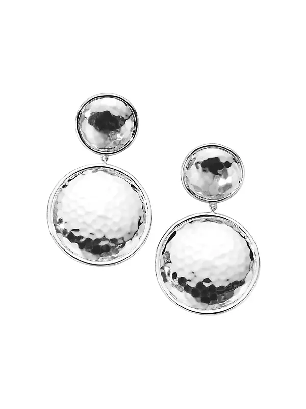Classico Snowman Sterling Silver Large Disc Drop Earrings
