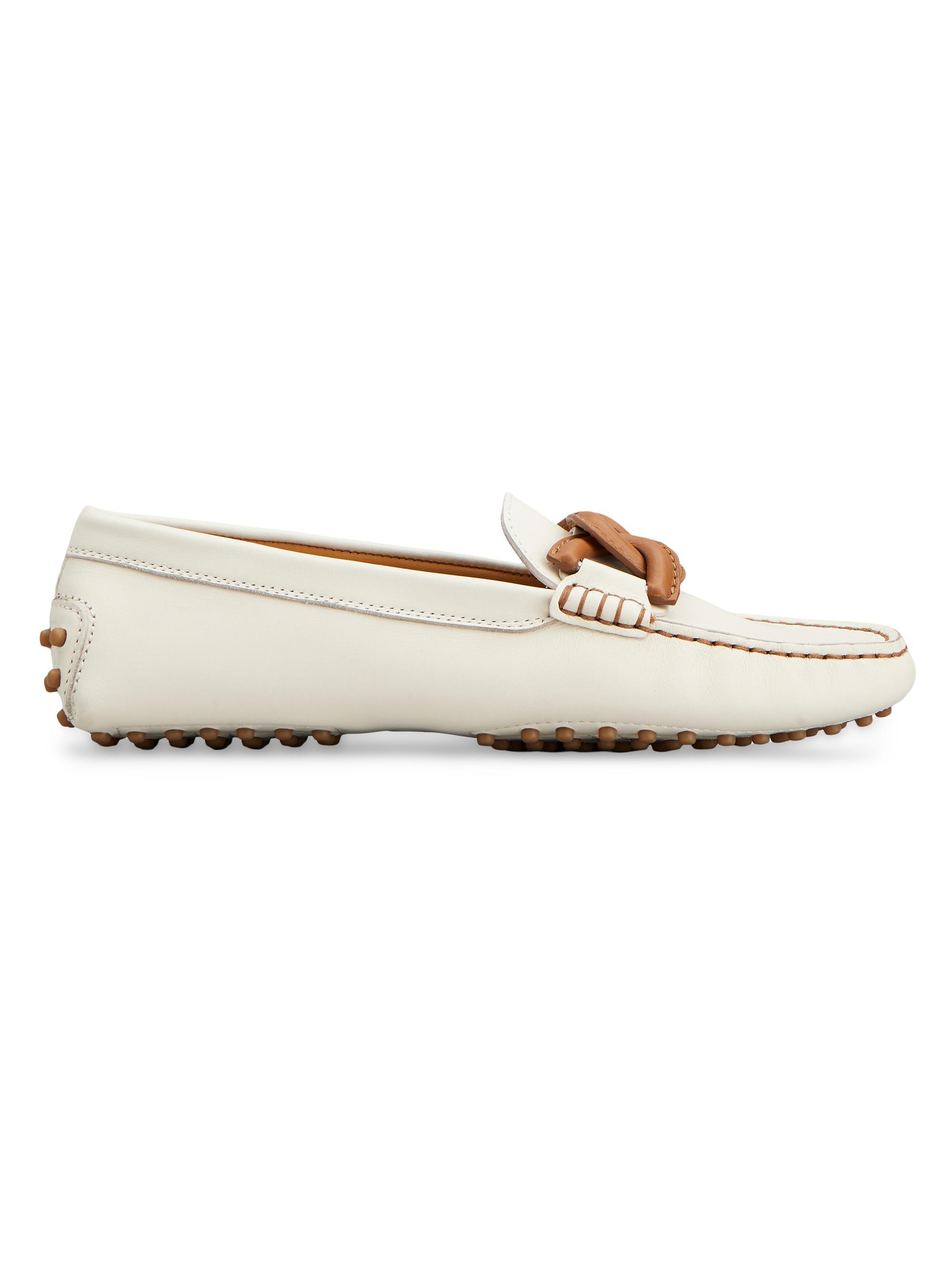 Tod's Women's Logo-Accented Leather Driving Loafers - Mousse Camel