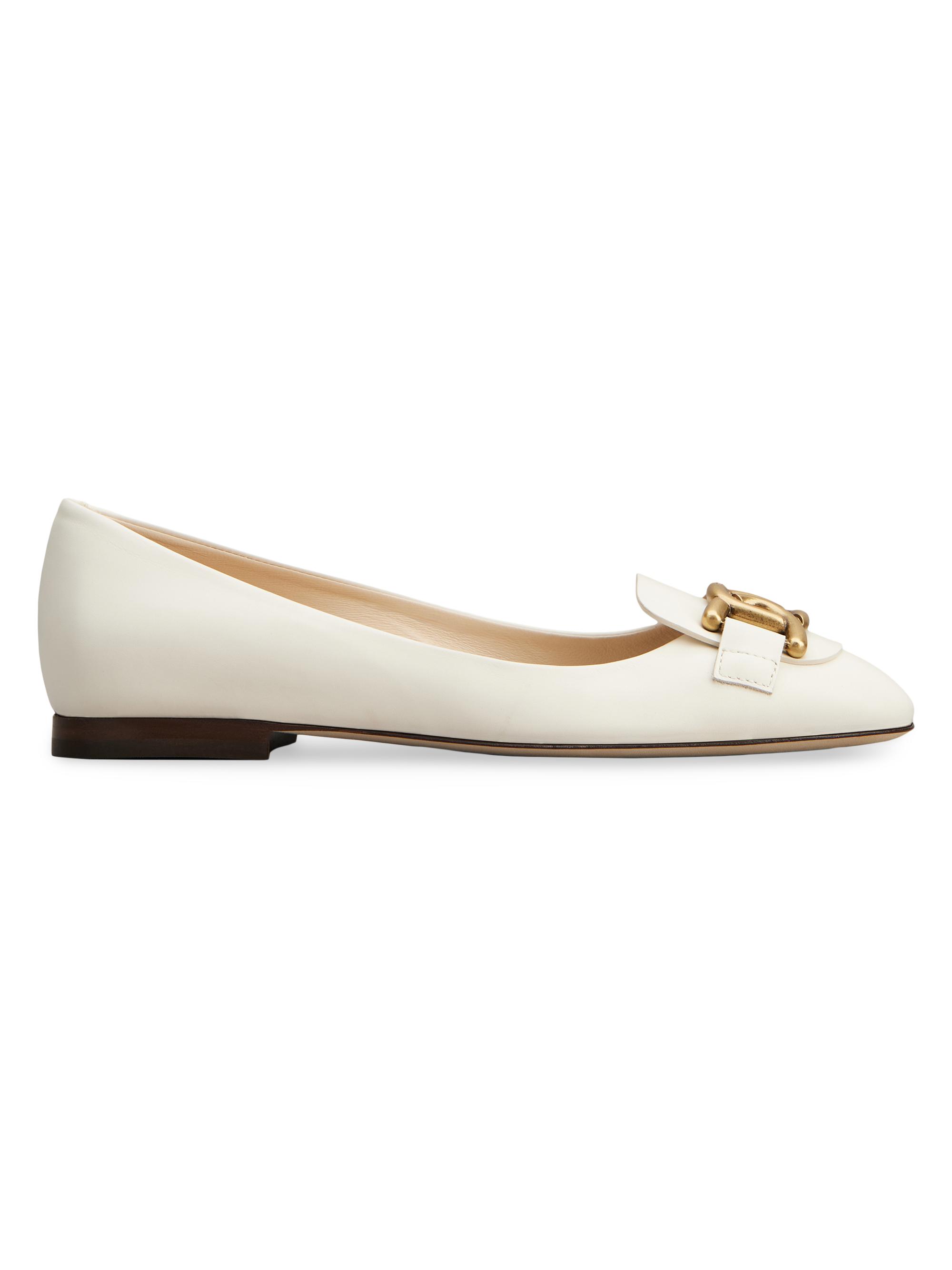 Tod's Women's Chain-Embellished Leather Ballerina Flats - Mousse