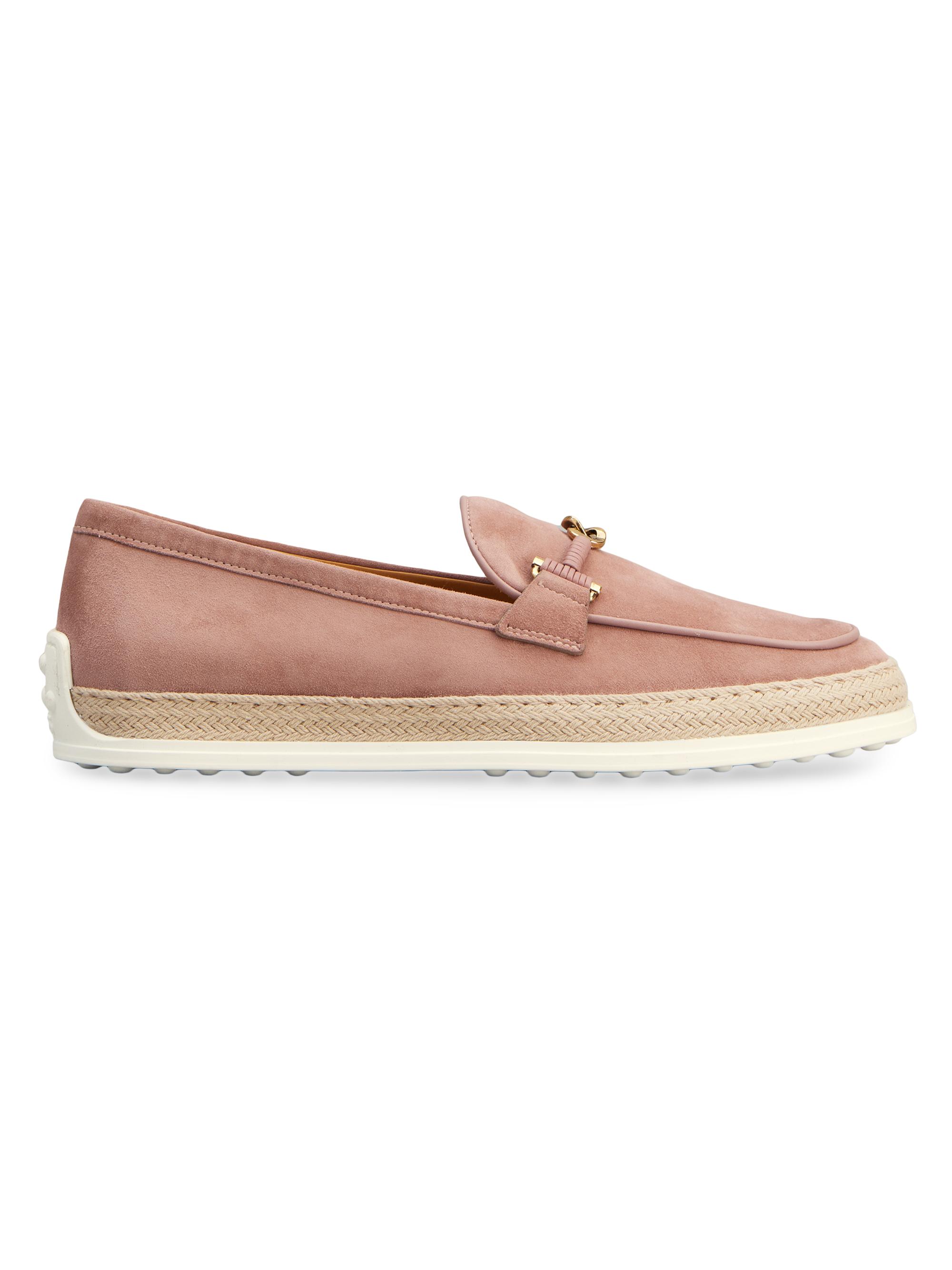 Tod's Women's Suede & Raffia Leather Loafers - Glicine