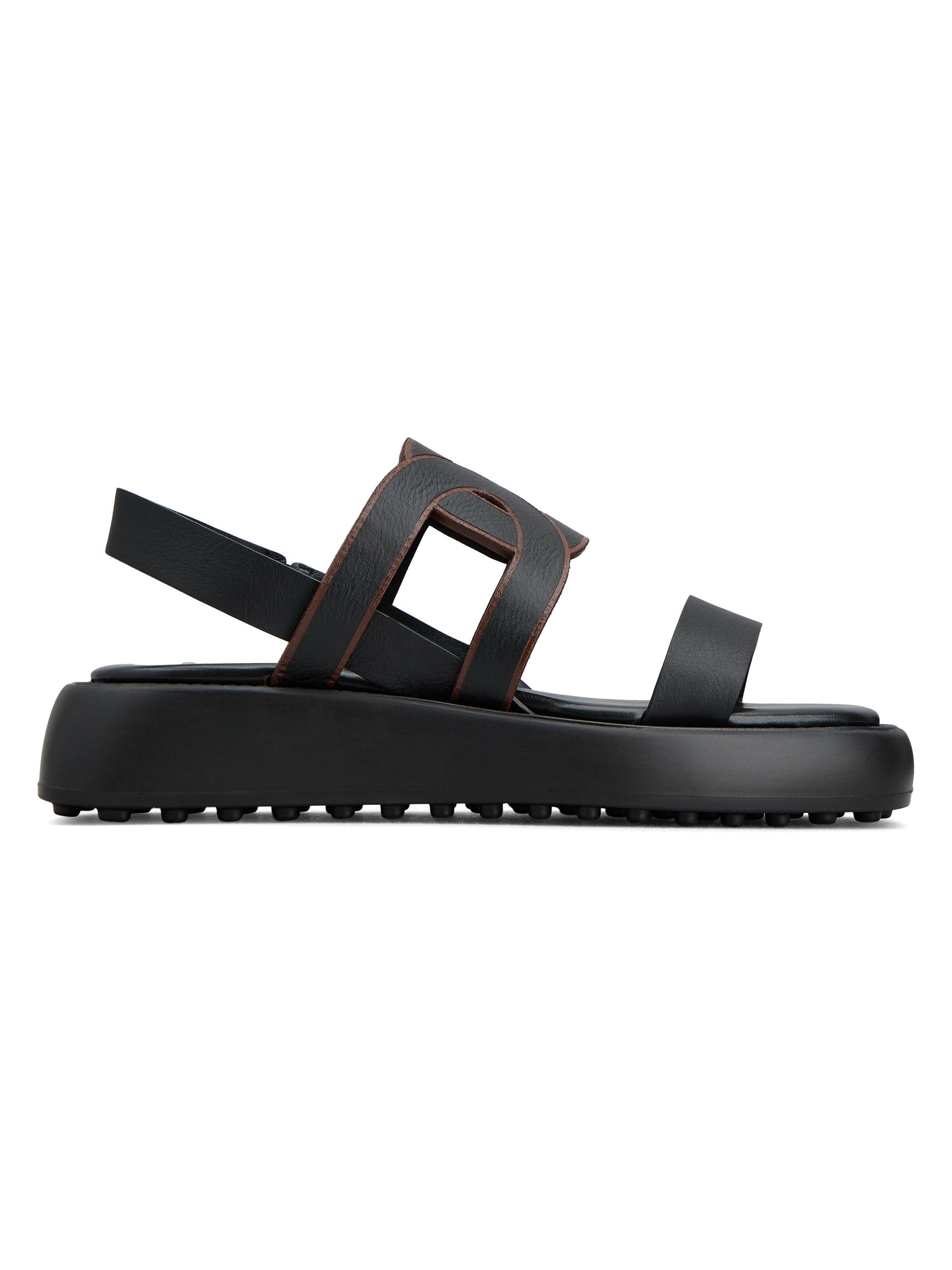 Tod's Women's Logo-Detailed Leather Strappy Sandals - Nero