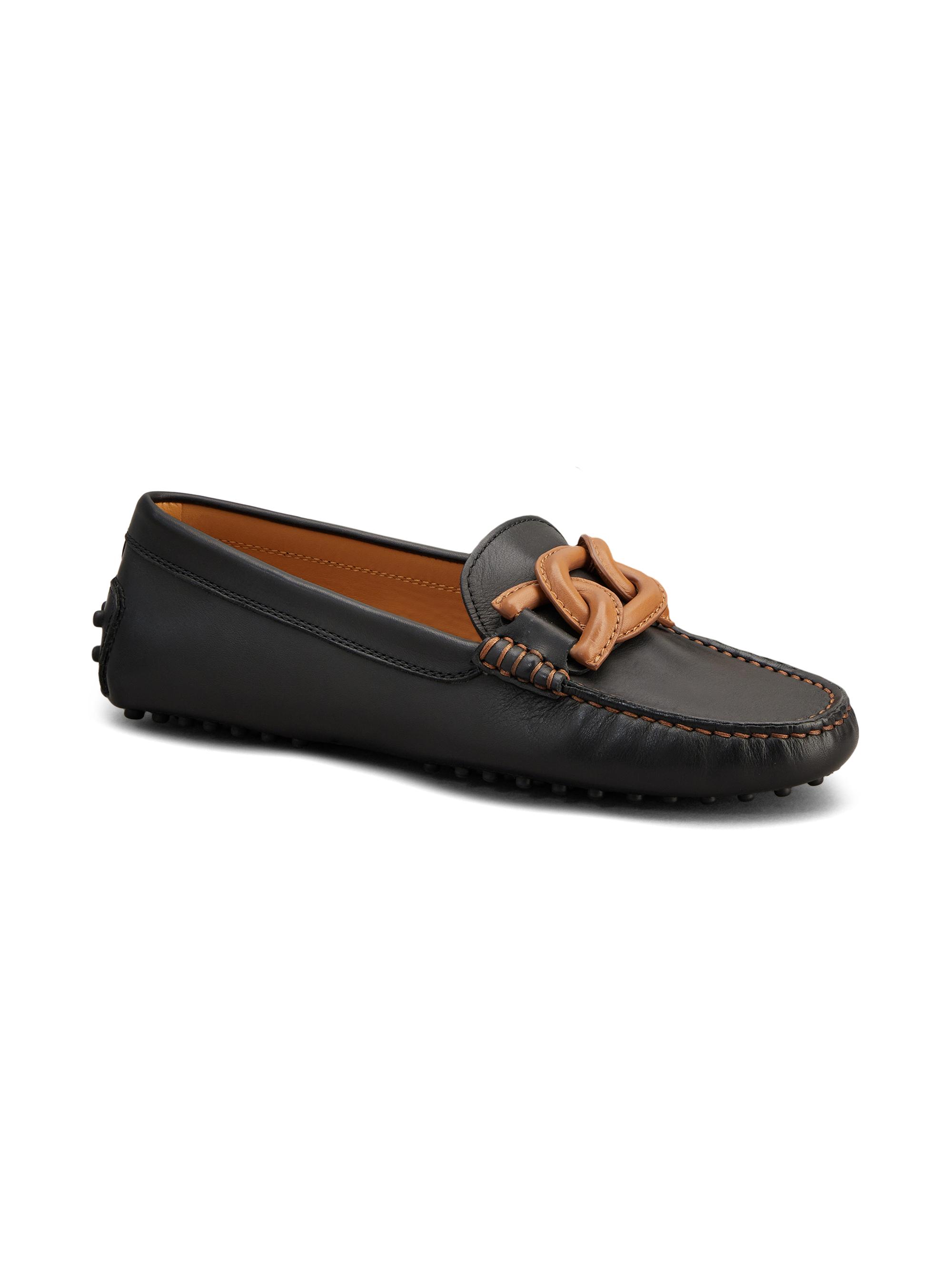 Tod's Women's Logo-Accented Leather Driving Loafers - Nero Camel