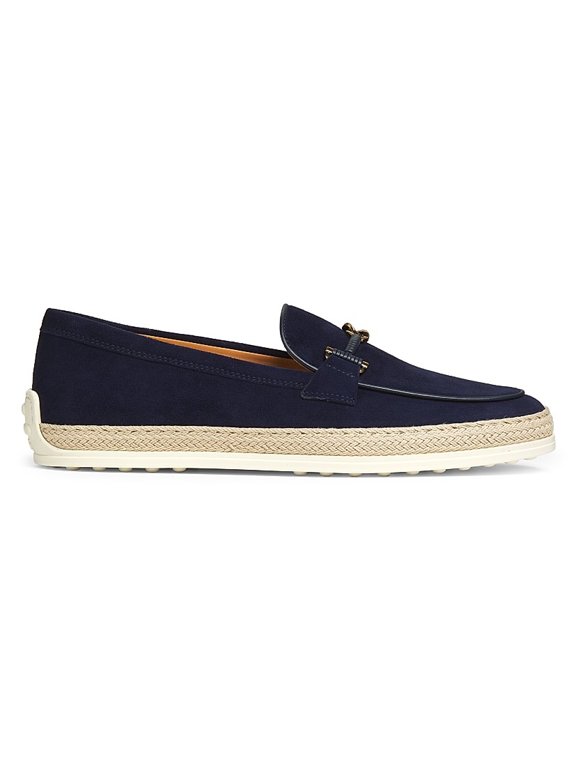 Shop Tod's Double-T Ring Suede & Raffia Loafers | Saks Fifth Shop Tod's Double-T Ring Suede & Raffia Loafers | Saks Fifth