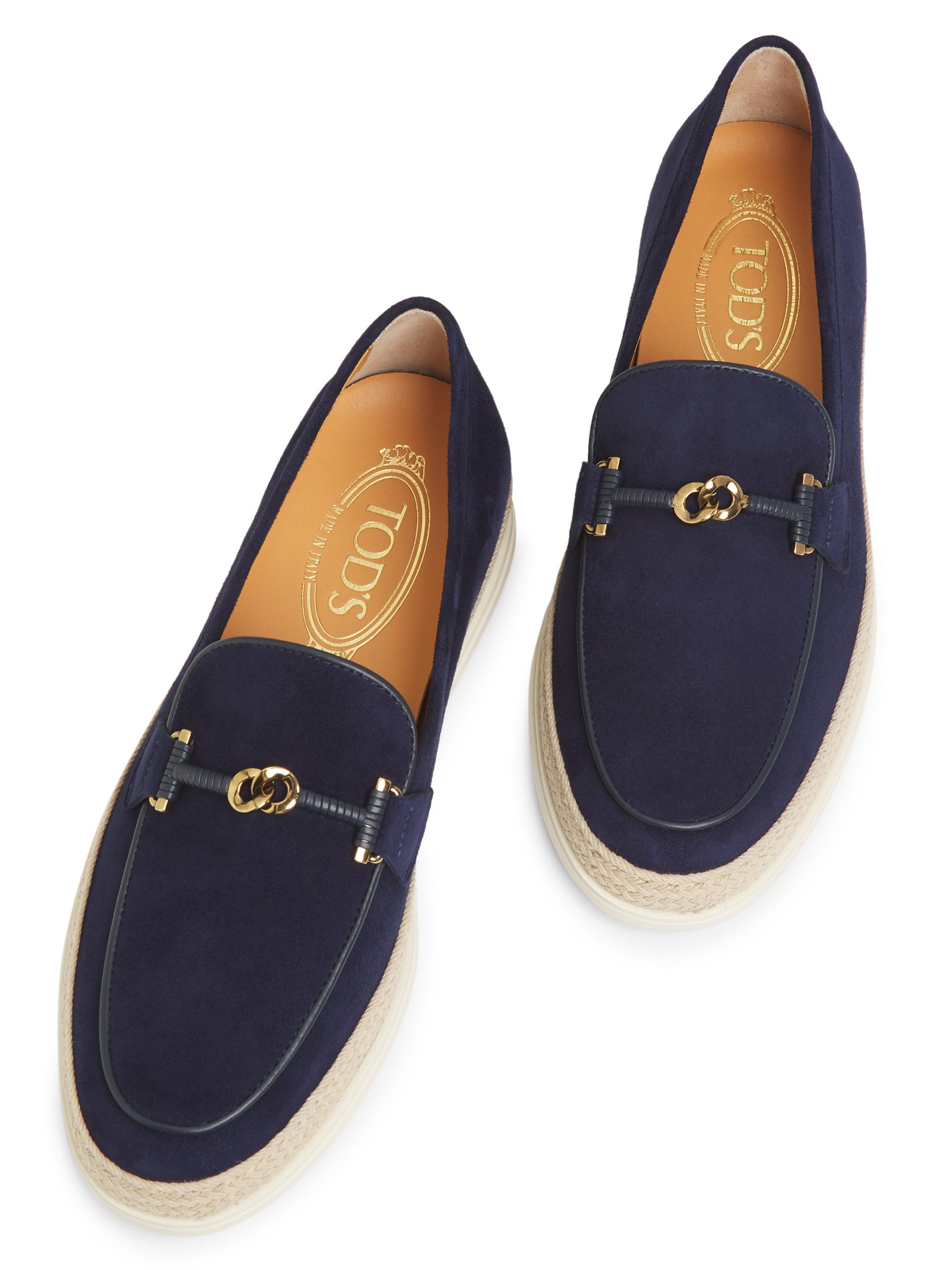 美品✨️ TOD'S　トッズ　DOUBLE T LOAFER　スウェード Tod's Double-T Ring Suede & Raffia Loafers | Saks Fifth Avenue