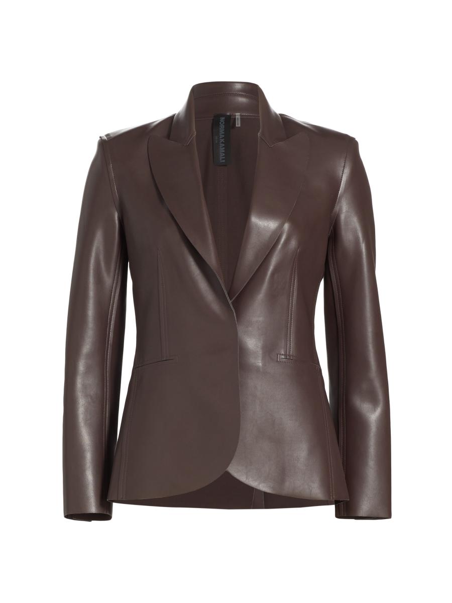 Norma Kamali Classic Single-Breasted Faux Leather Blazer | Saks