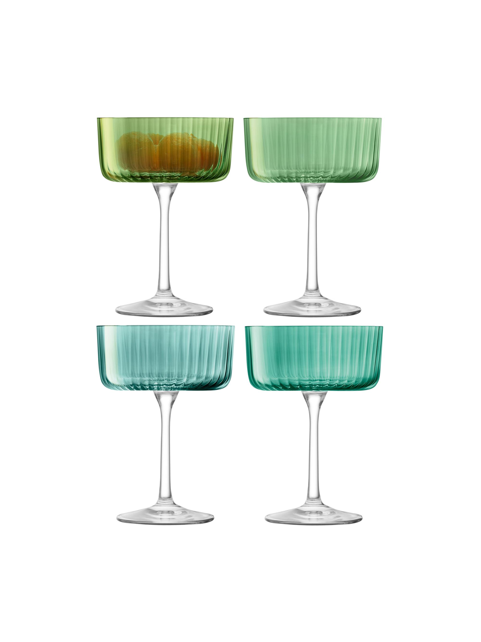 LSA Gems 4-Piece Assorted Champagne/Cocktail Glass Set - Jade