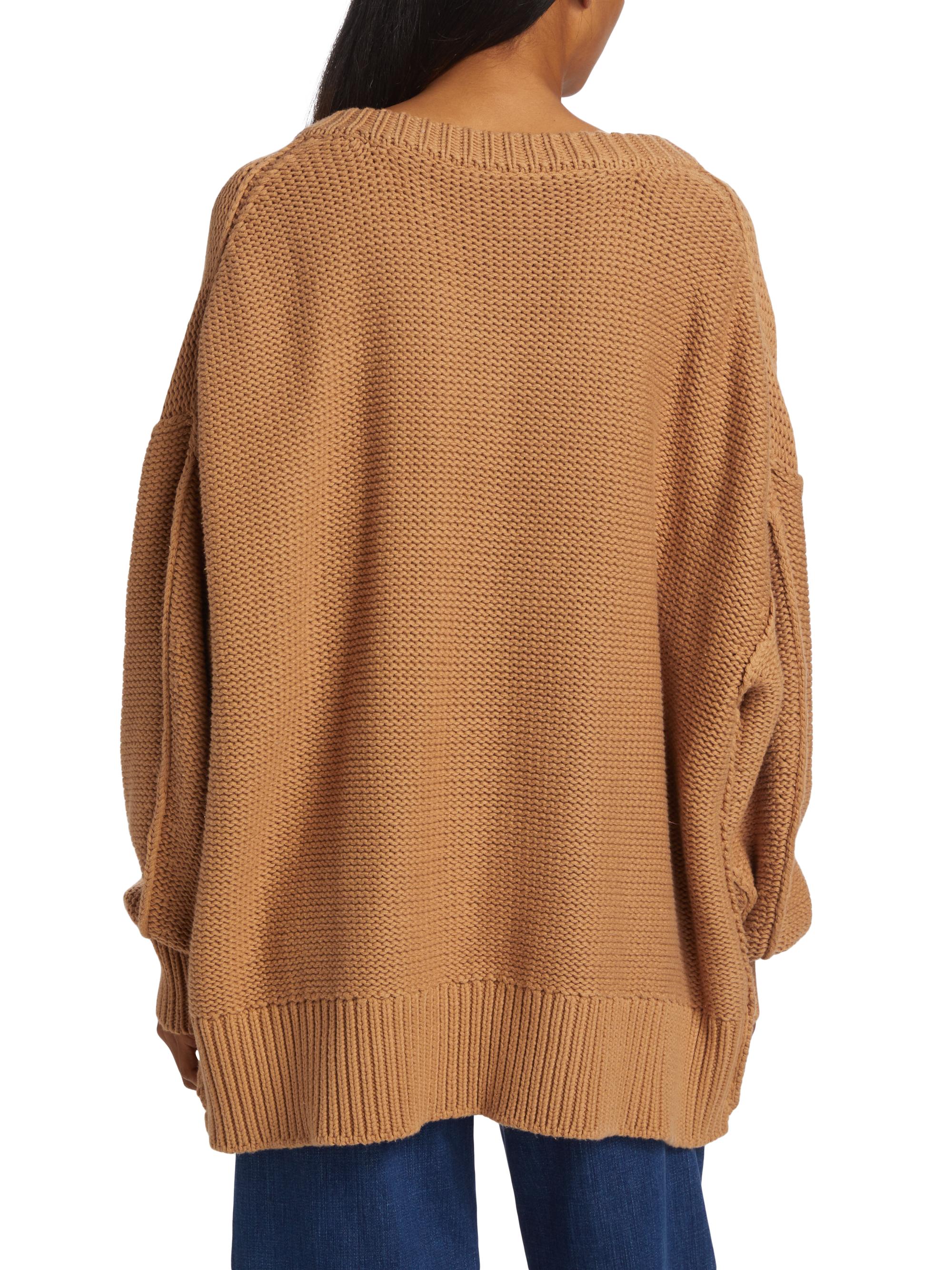 Free People Alli Cotton-Blend Oversized V-Neck Sweater | Saks