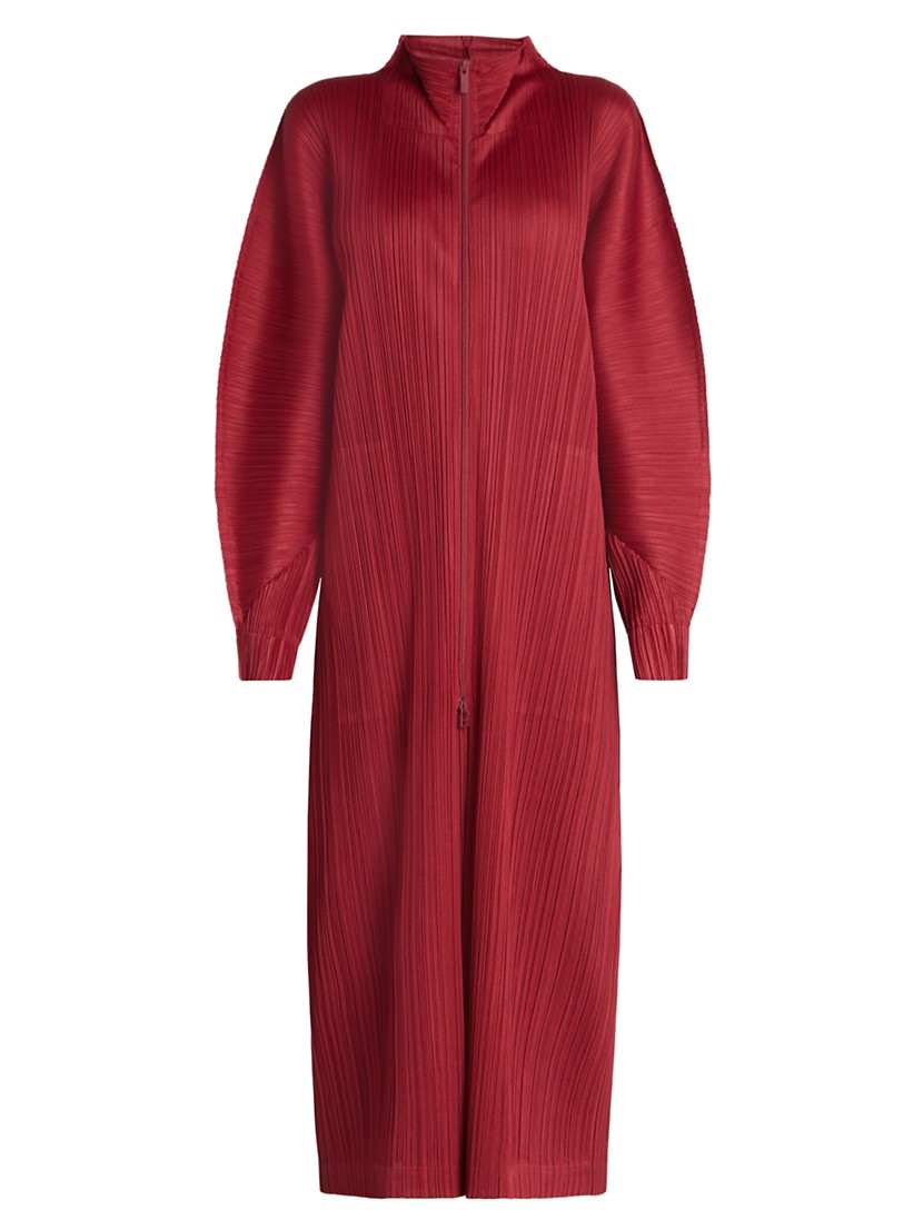 Shop Pleats Please Issey Miyake November Zip-Front Coat Shop Pleats Please Issey Miyake November Zip-Front Coat