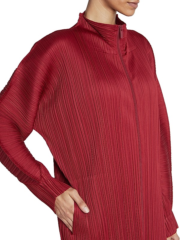 Shop Pleats Please Issey Miyake November Zip-Front Coat Shop Pleats Please Issey Miyake November Zip-Front Coat