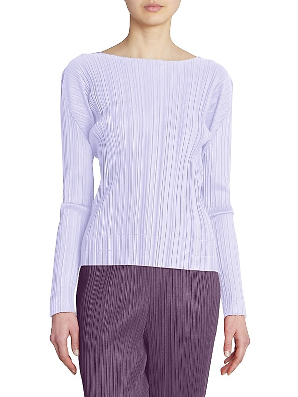Shop Pleats Please Issey Miyake Pleated Long-Sleeve Top Shop Pleats Please Issey Miyake Pleated Long-Sleeve Top