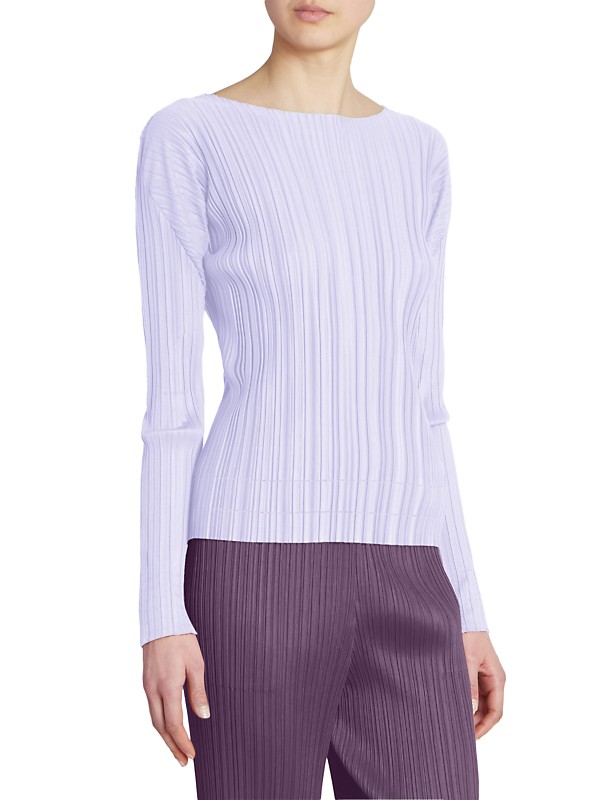Shop Pleats Please Issey Miyake Pleated Long-Sleeve Top Shop Pleats Please Issey Miyake Pleated Long-Sleeve Top