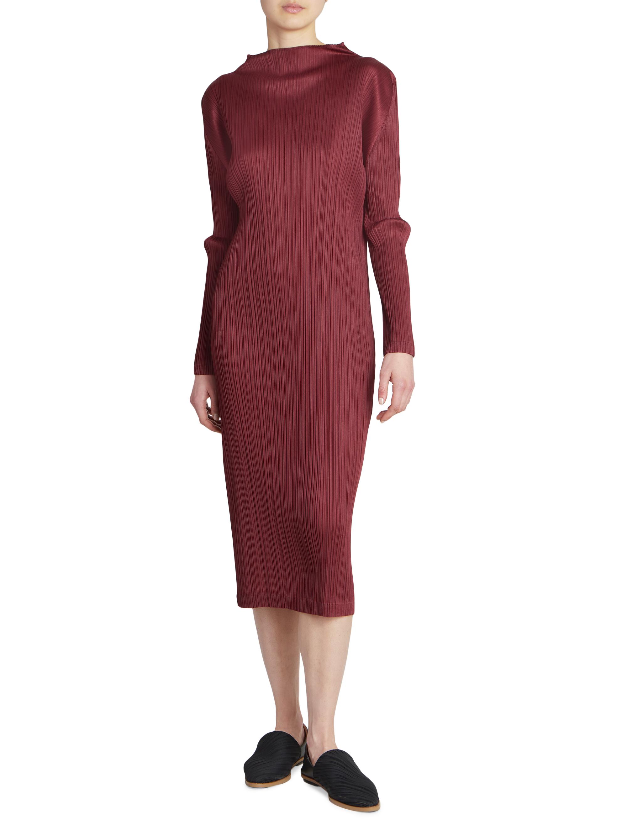 Pleats Please Issey Miyake October Long-Sleeve Midi-Dress | Saks