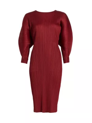 Pleats Please Issey Miyake November Pleated Sheath Midi Dress